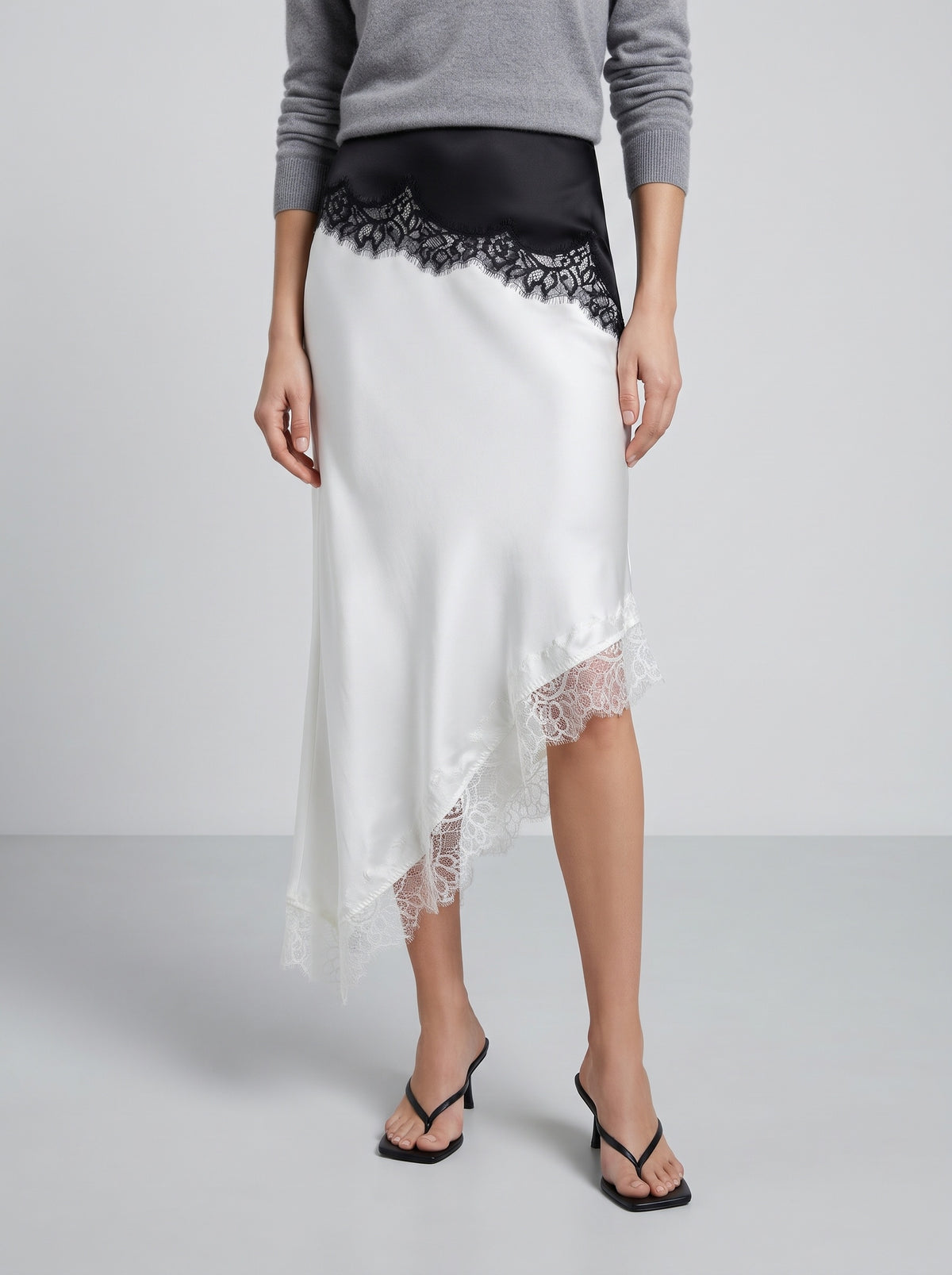 Leslie Asymmetric-Hem Midi Skirt