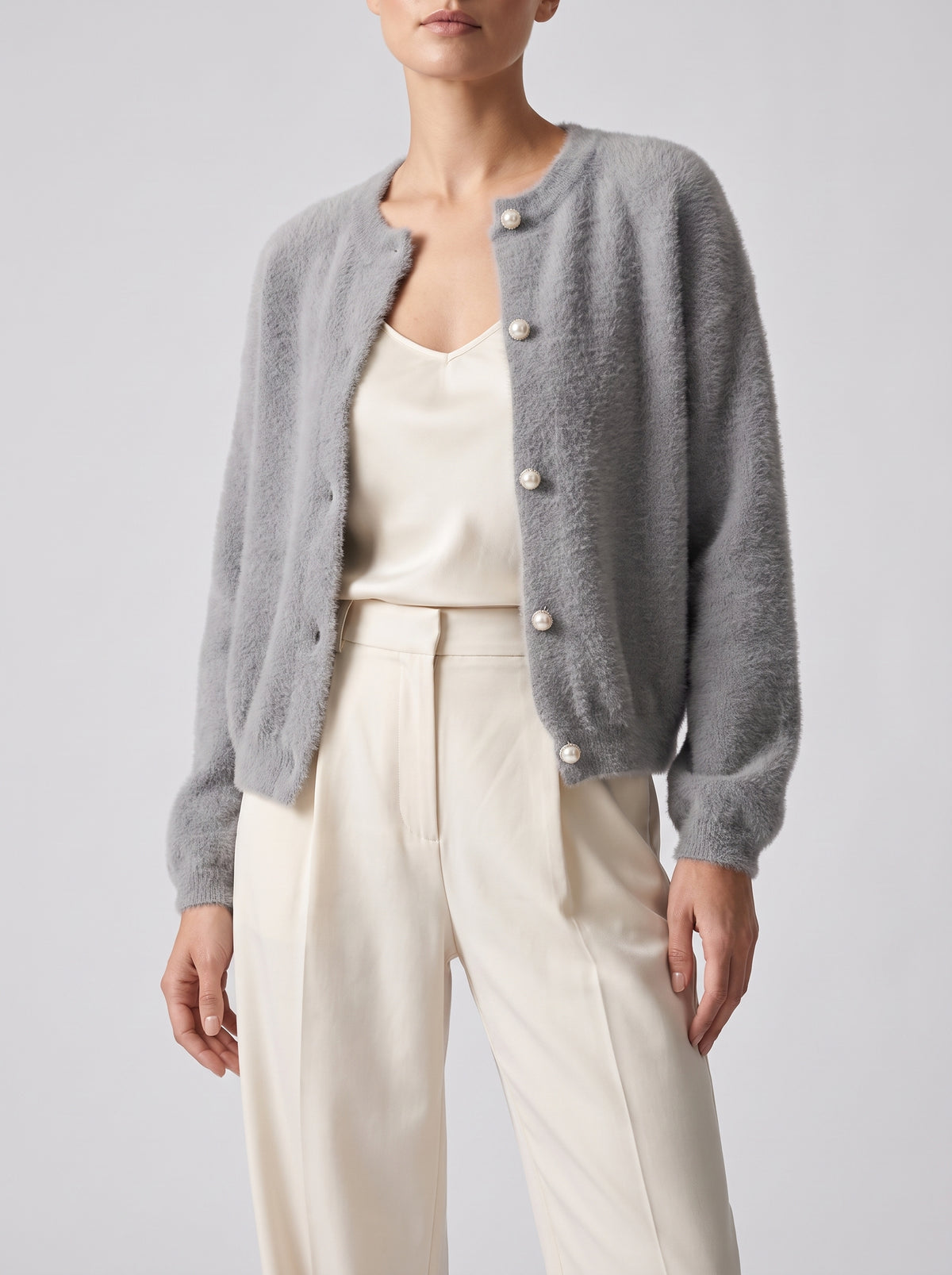 Hazel Long Soft Knit Cardigan — Gray