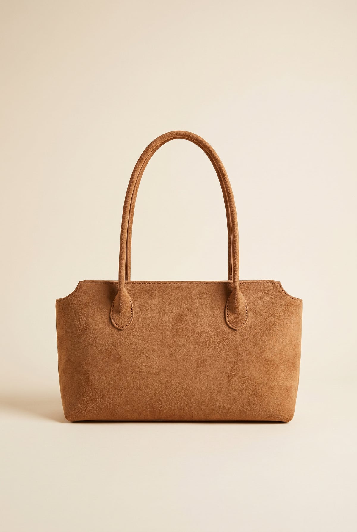 Claudine Faux Suede Shoulder Bag — Camel