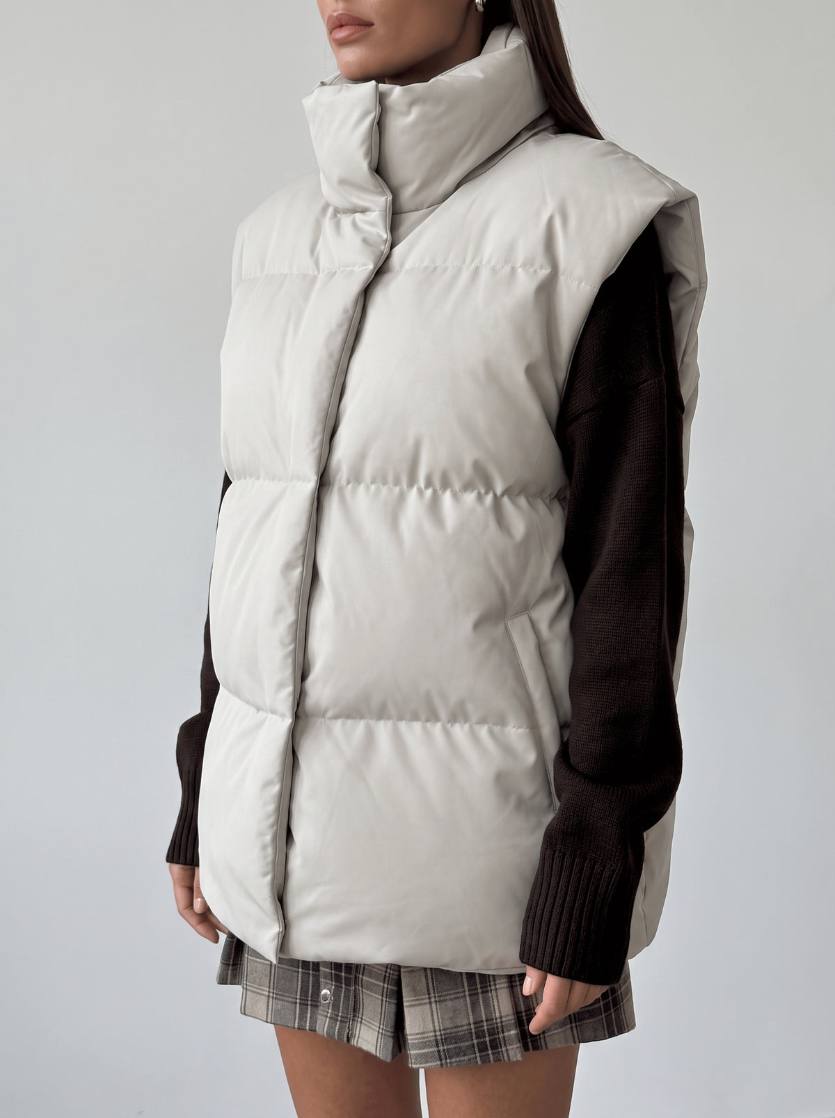 Sabrina Quilted Vest — Beige
