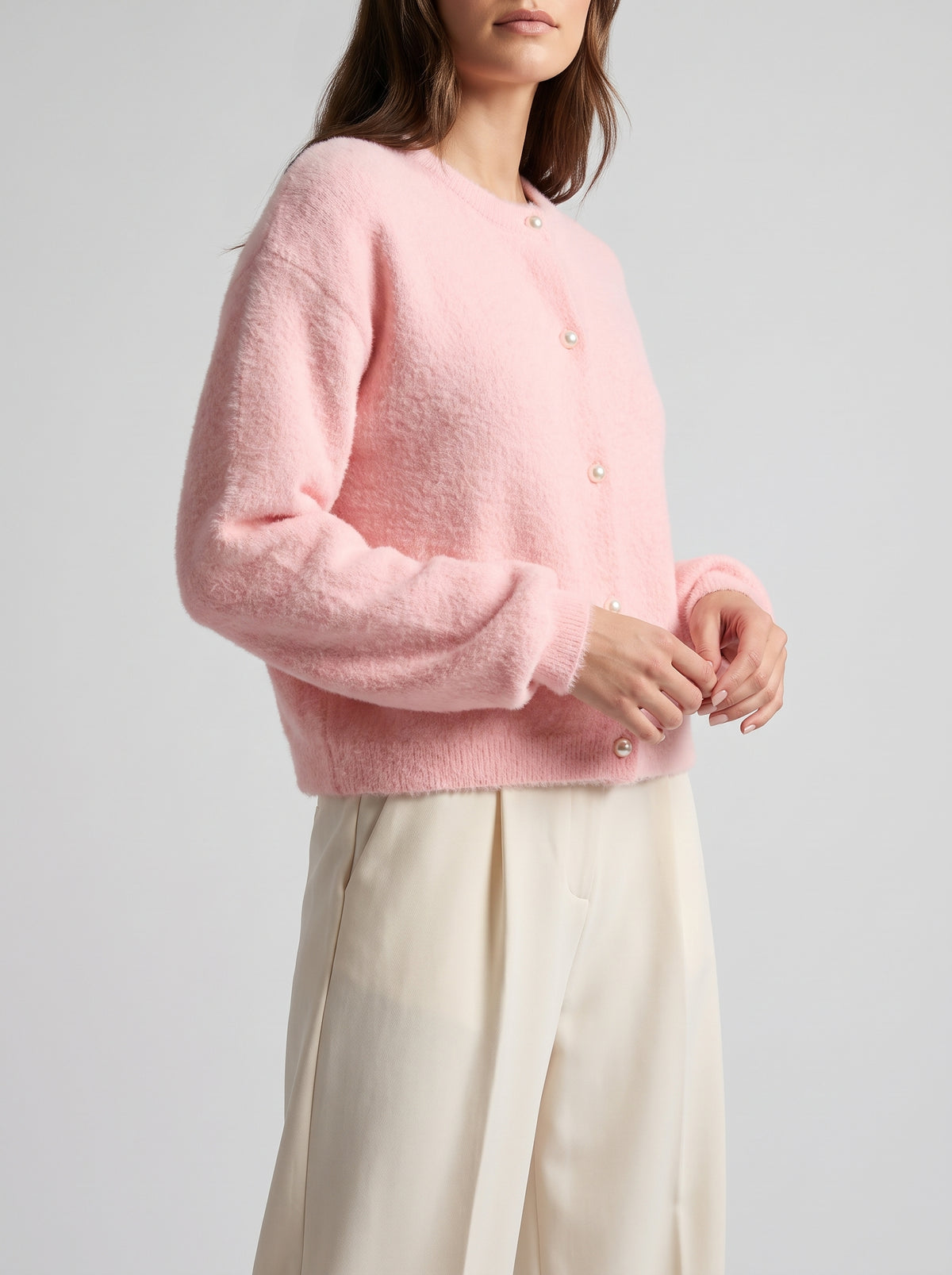 Hazel Long Soft Knit Cardigan — Pink