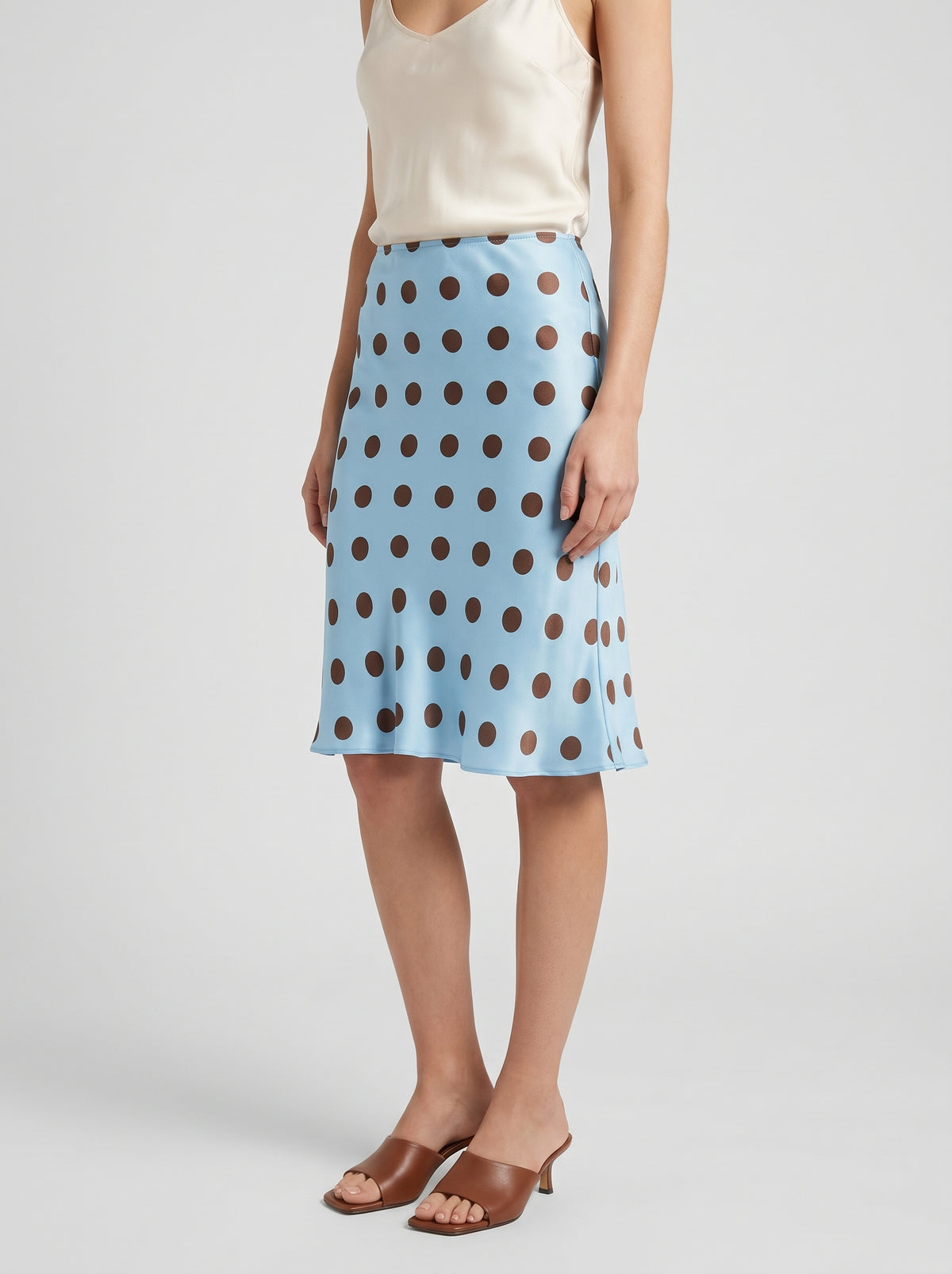 Airoha Polka Dot Midi Skirt — Blue