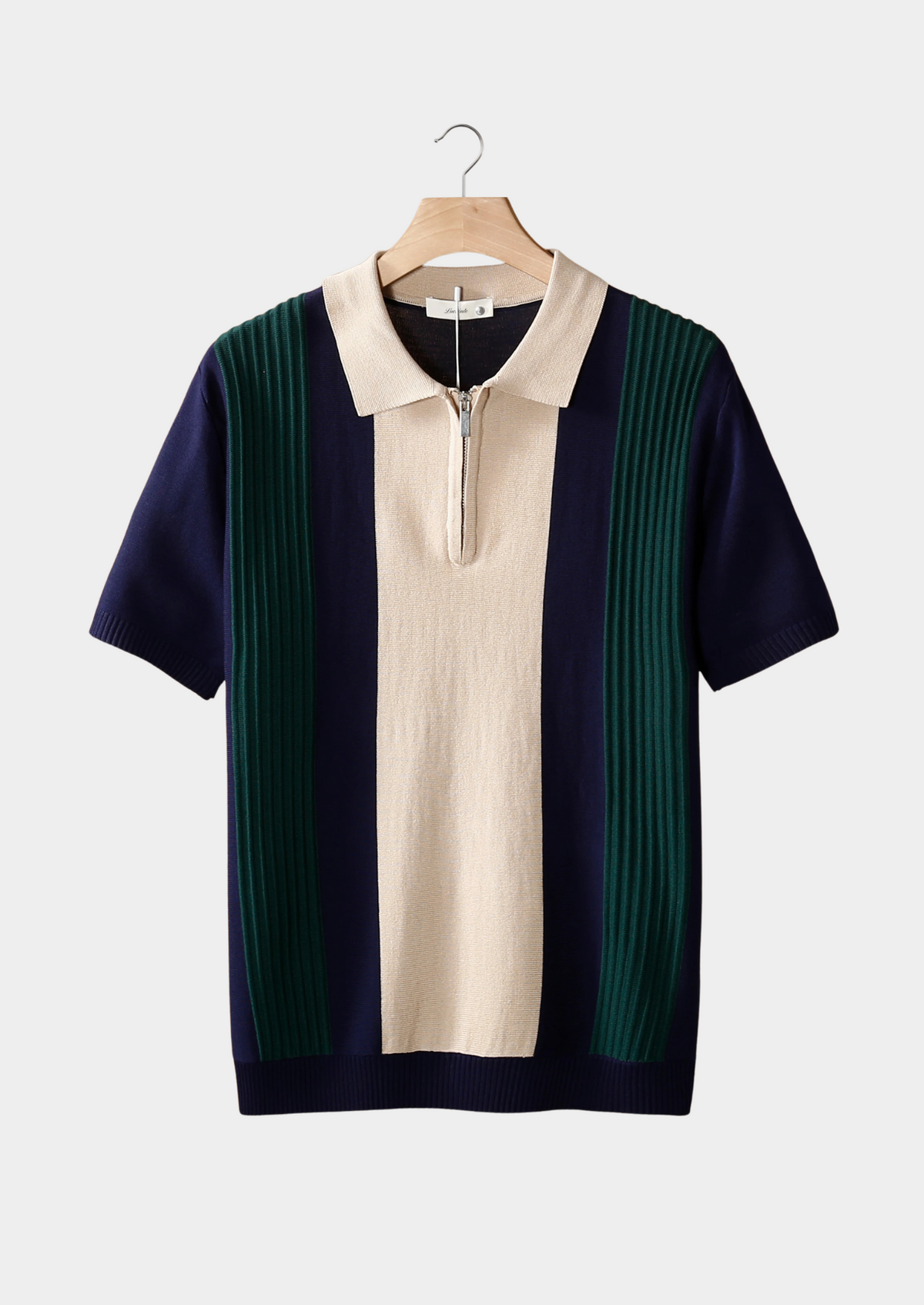 Polo zippé resort bleu marine