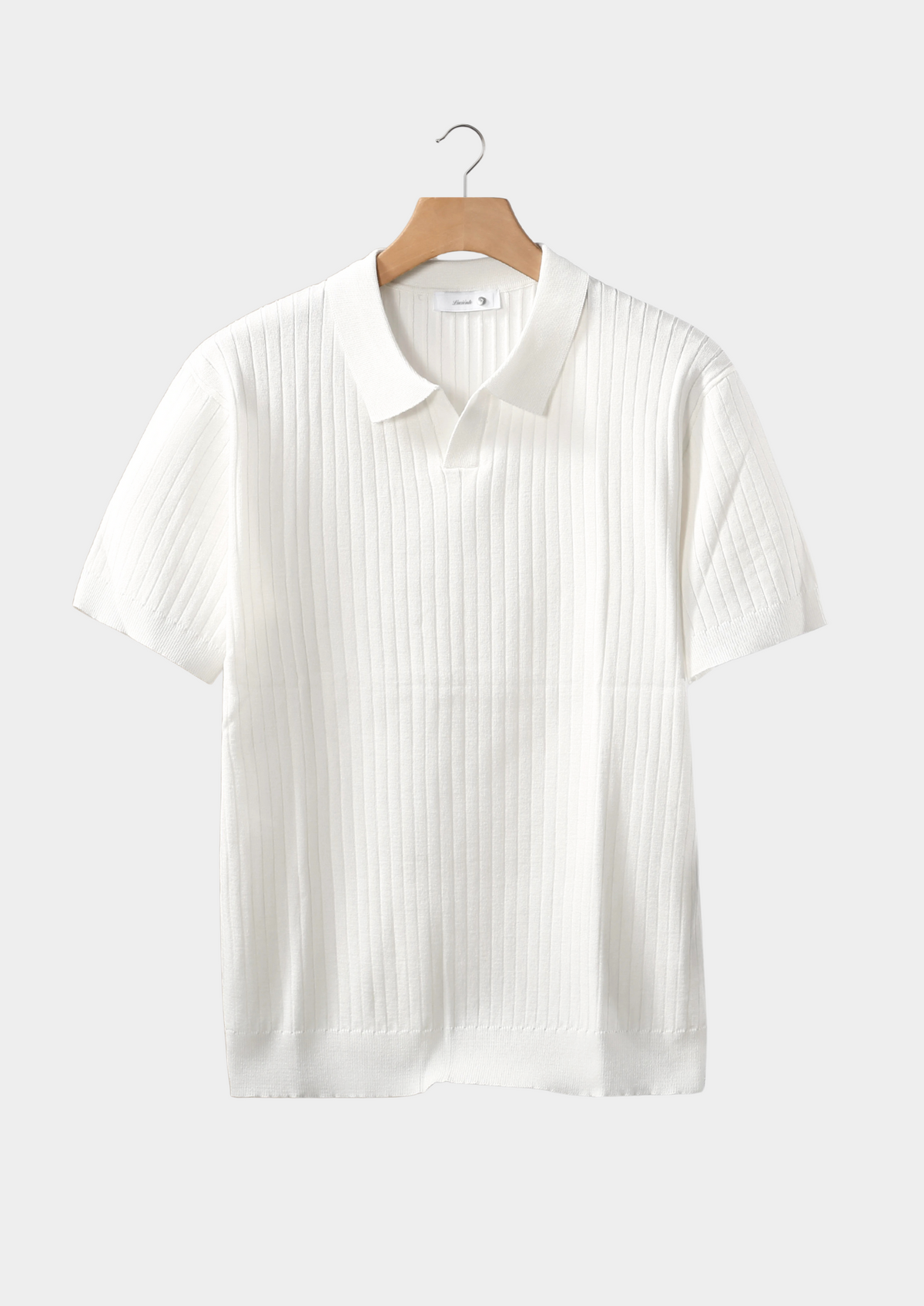 Polo côtelé sans boutons blanc