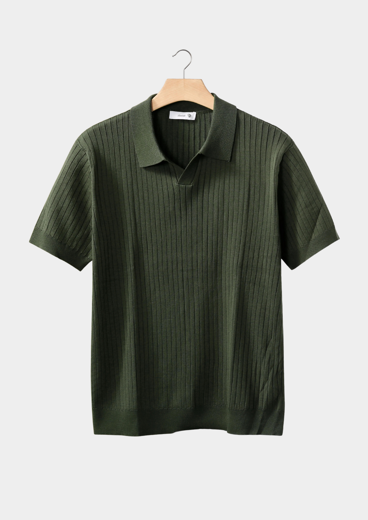 Polo côtelé sans boutons olive