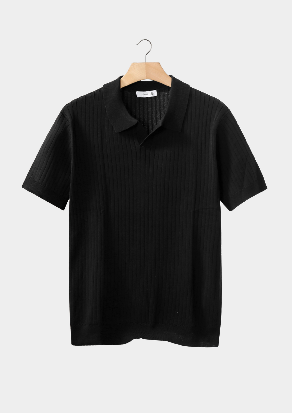 Polo côtelé sans boutons noir