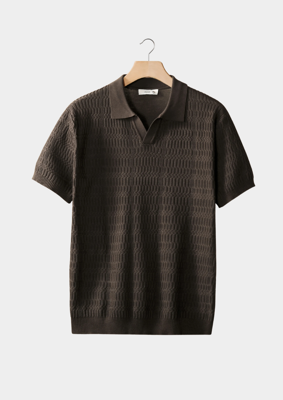 Polo en maille à motifs sans boutons café