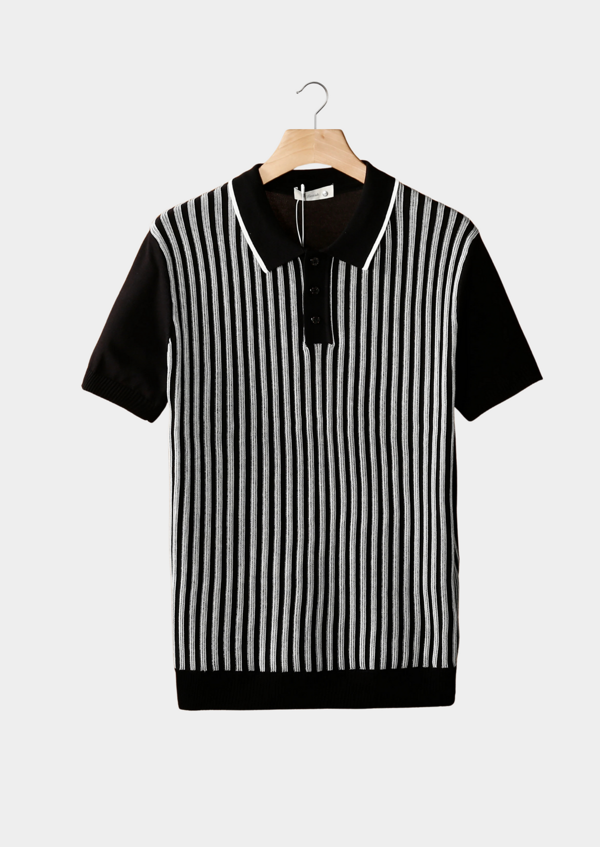 Polo à rayures verticales noir