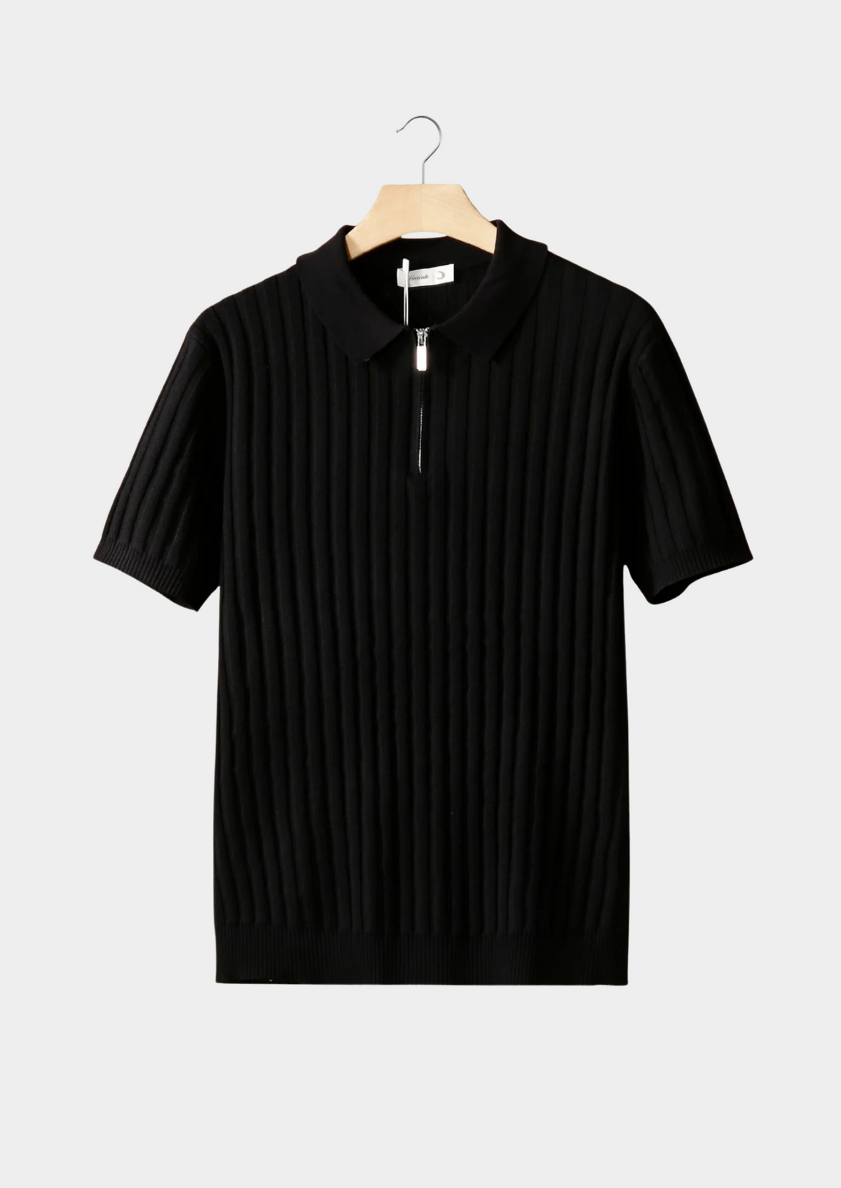 Polo côtelé zippé noir