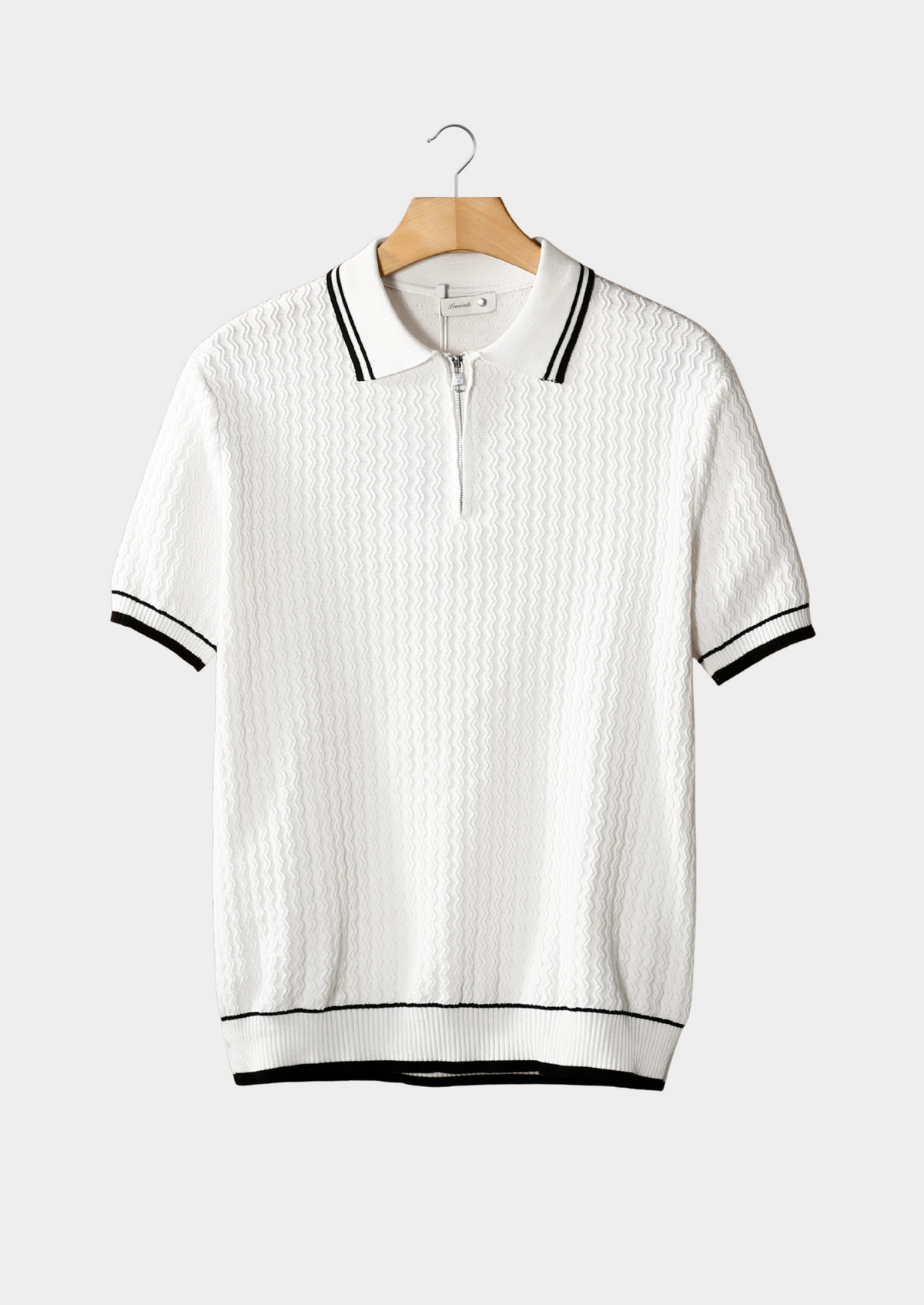 Polo zippé texturé ondulé blanc