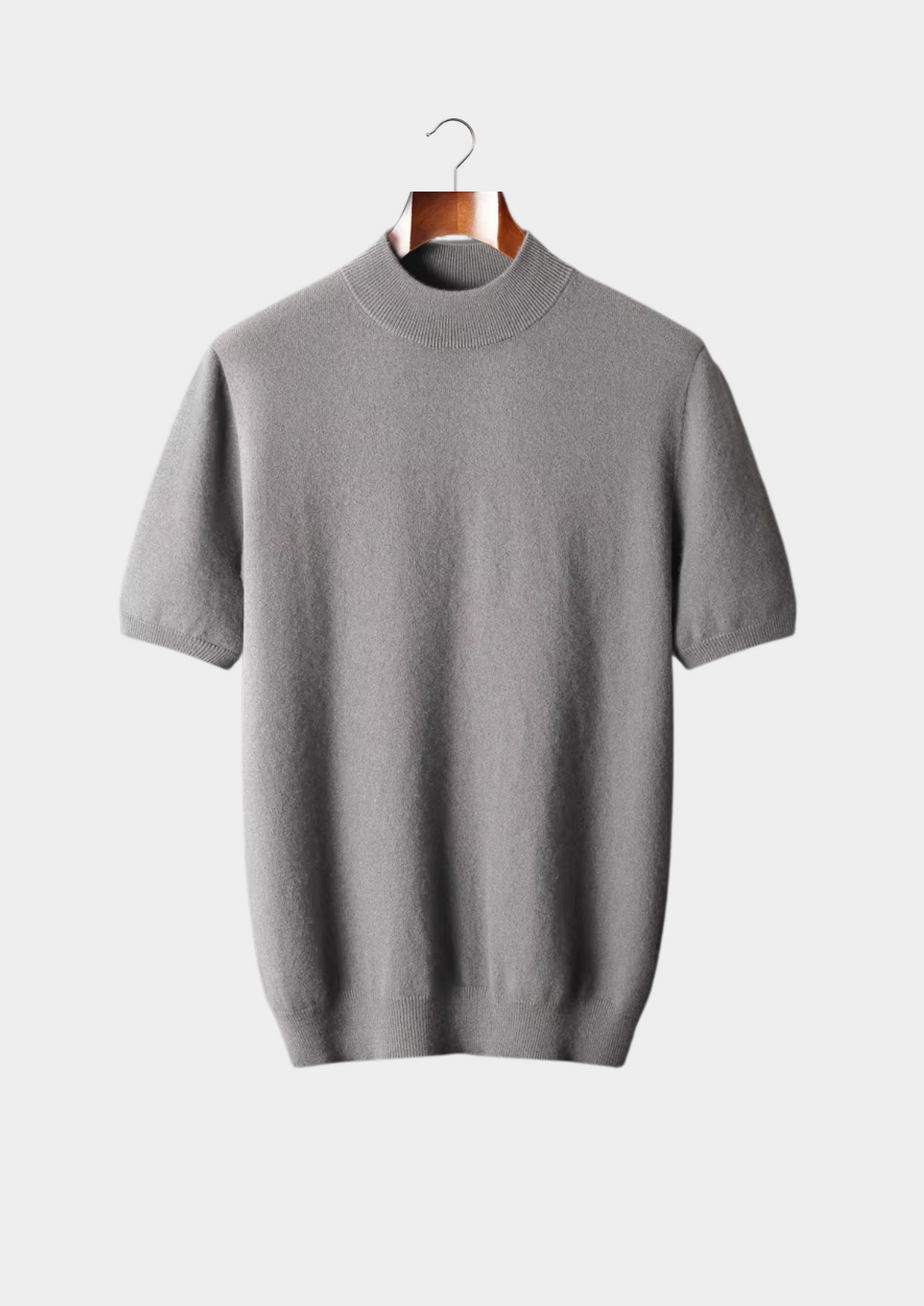 T-Shirt col montant en cachemire premium truffe cendrée