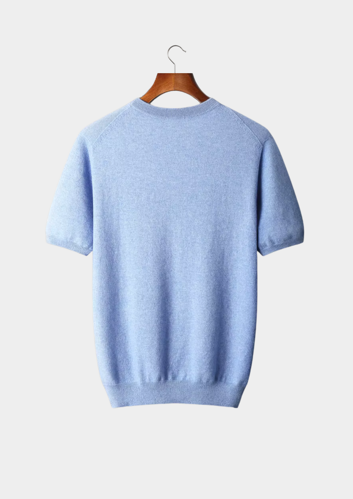 T-Shirt col rond classique en cachemire premium bleu clair