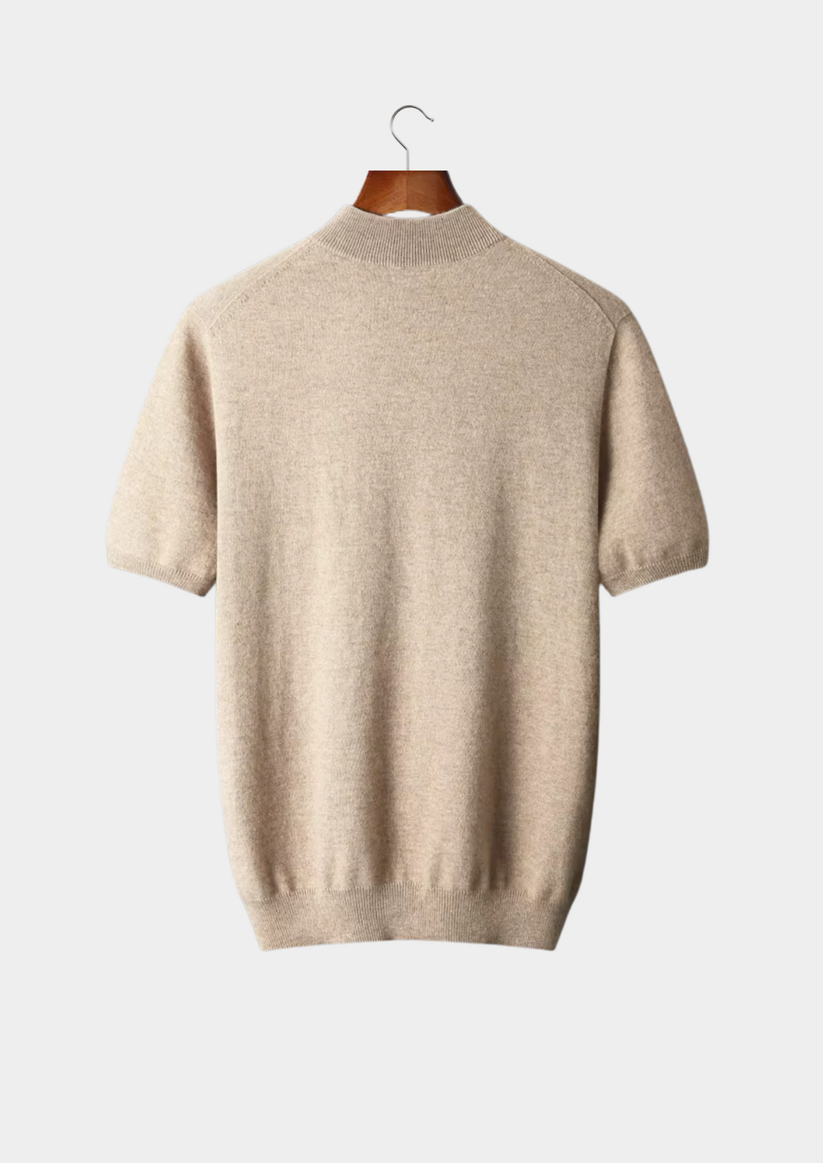 T-Shirt col montant en cachemire premium beige clair
