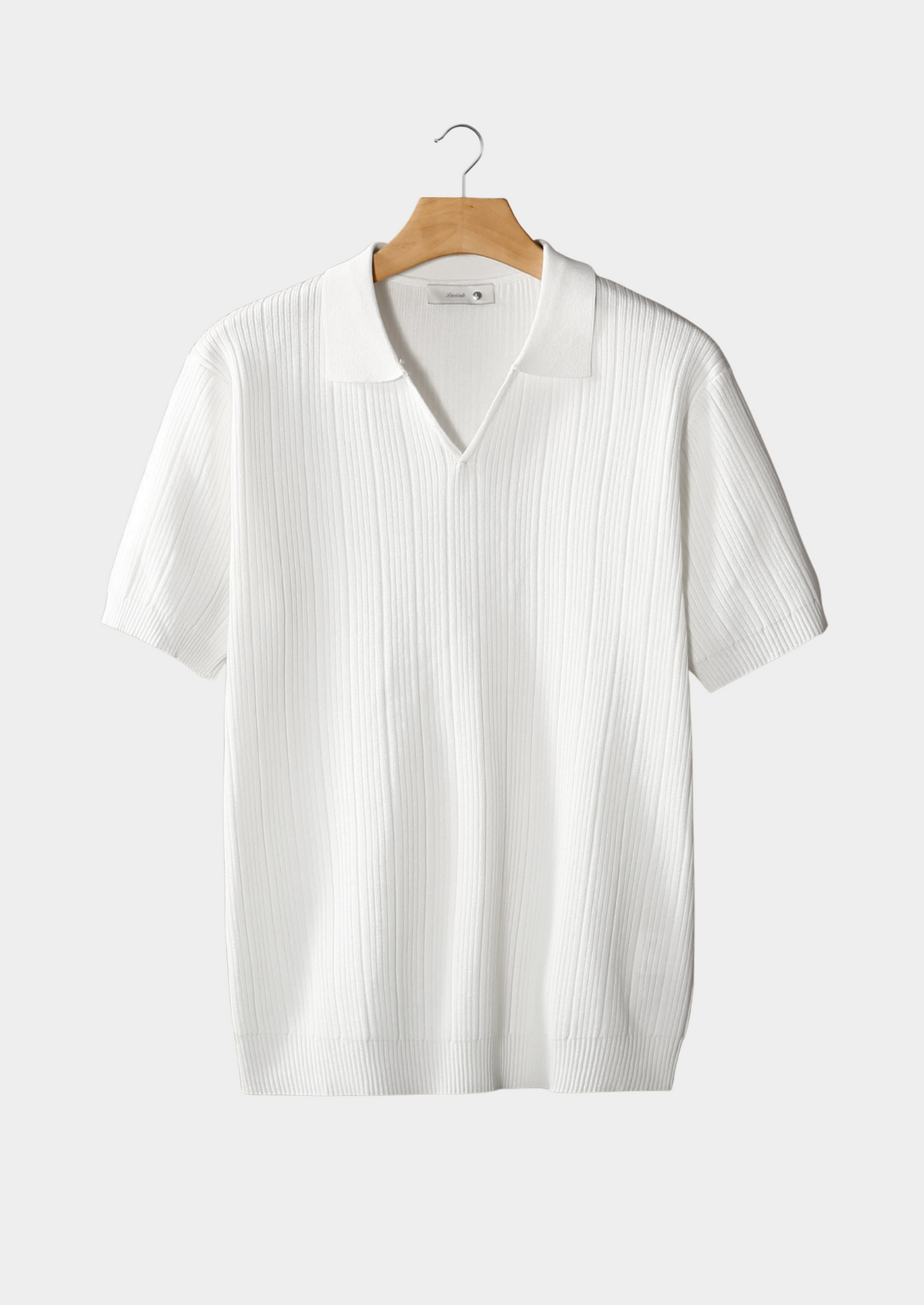 Polo côtelé à col ouvert blanc