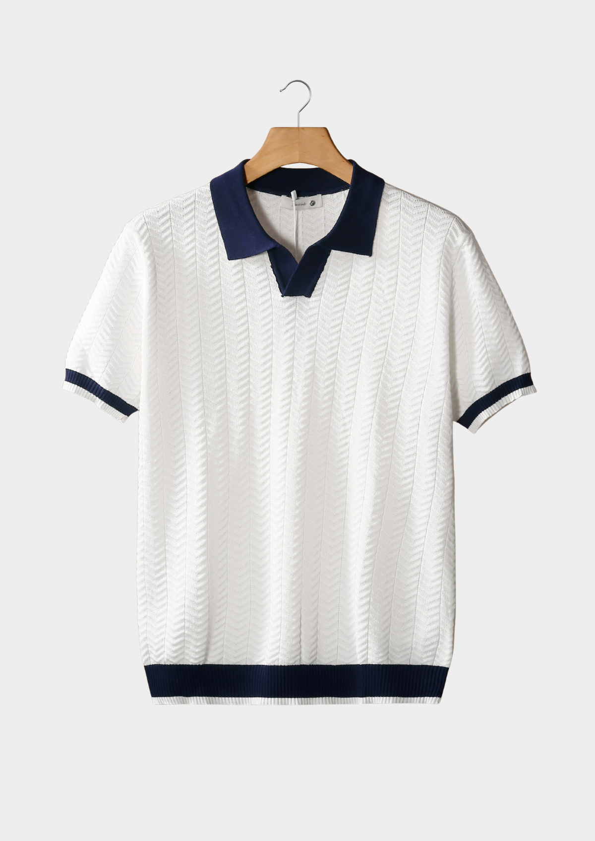 Polo texturé à contrastes blanc
