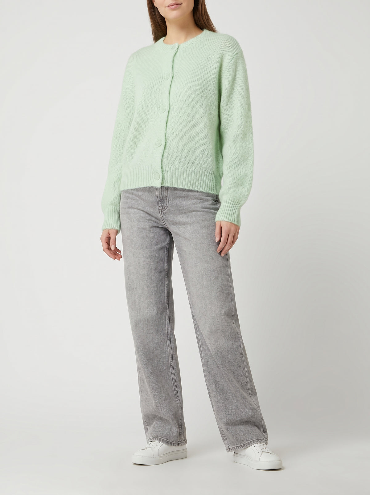 Rachel Oversized Fuzzy Knit Cardigan — Light Green