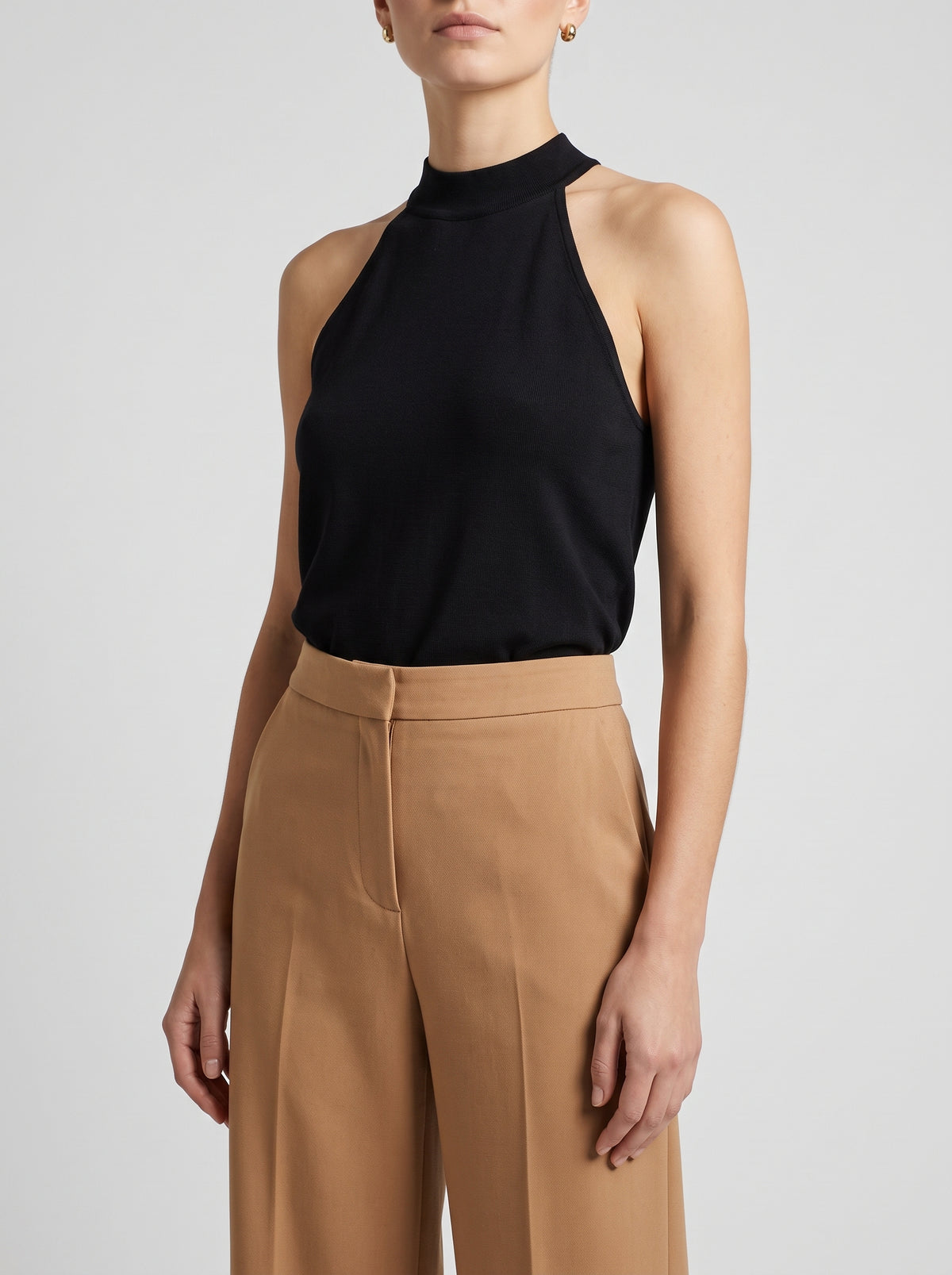 Nicky Halter Knit Crop Top — Black
