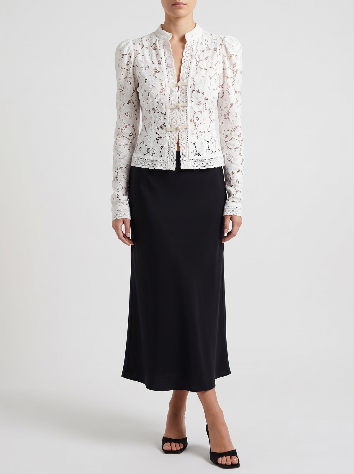 Claire Openwork Lace Blouse — White
