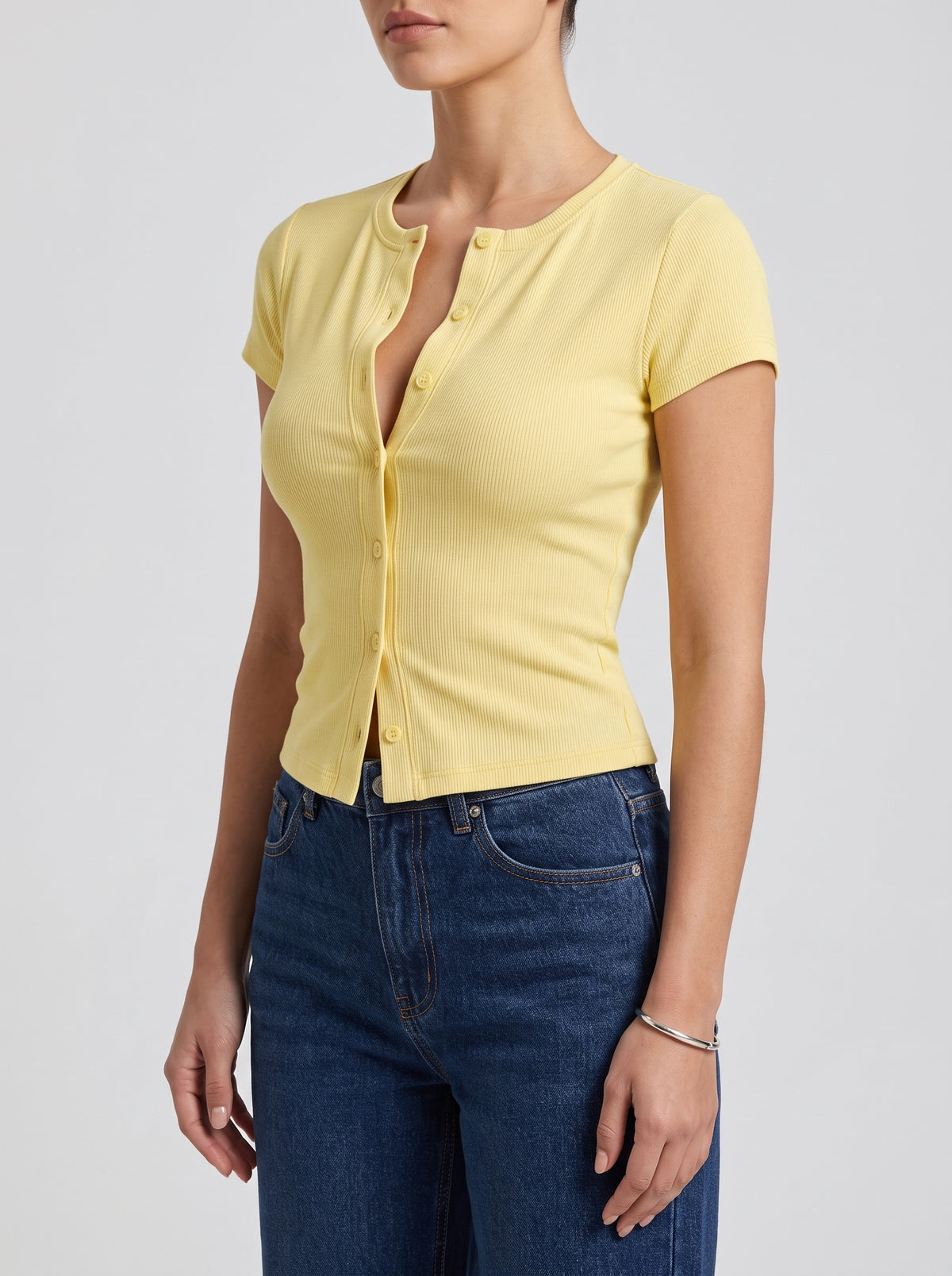 Linnea Fitted Crew Neck T-Shirt — Yellow
