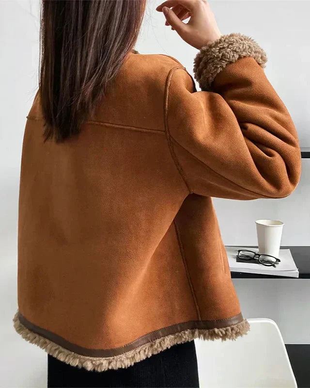 HORTENSE — Manteau Boutonné en Peau Lainée