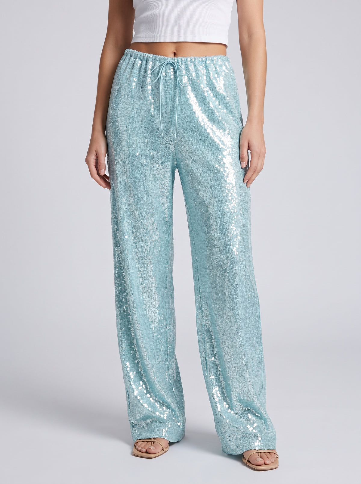 Sophia Sequin Wide-Leg Pants — Green
