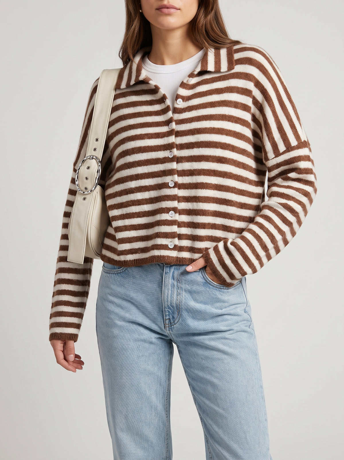 Sofia Striped Cardigan - Brown