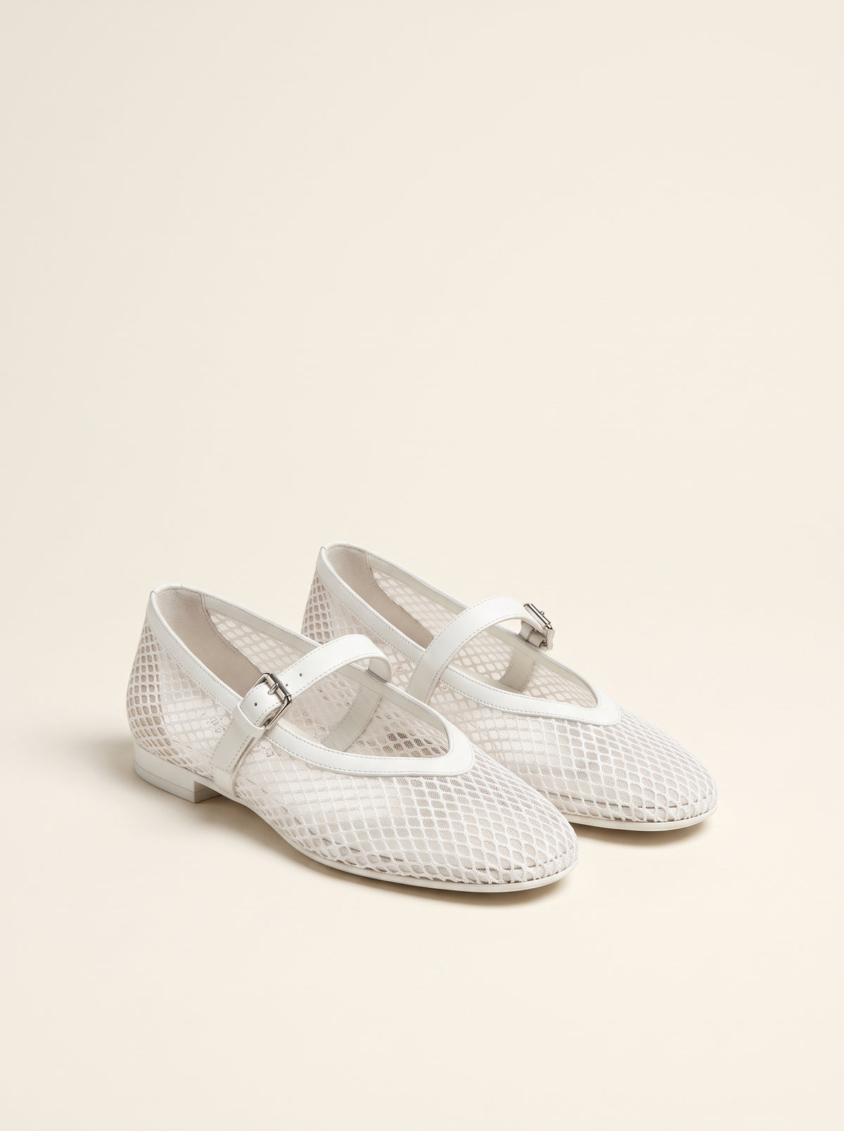 Ballerines Margaux en résille - Blanc