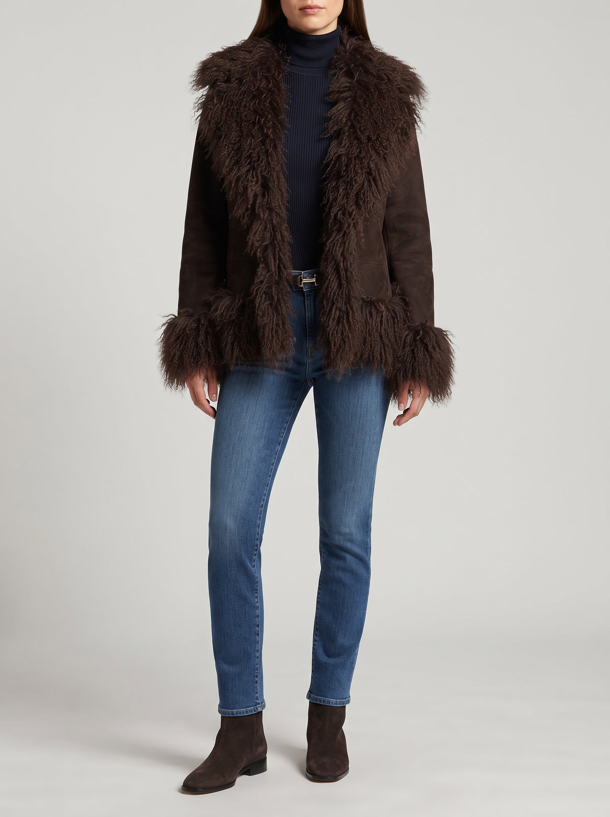 Daisy Plush Faux Fur Coat — Brown