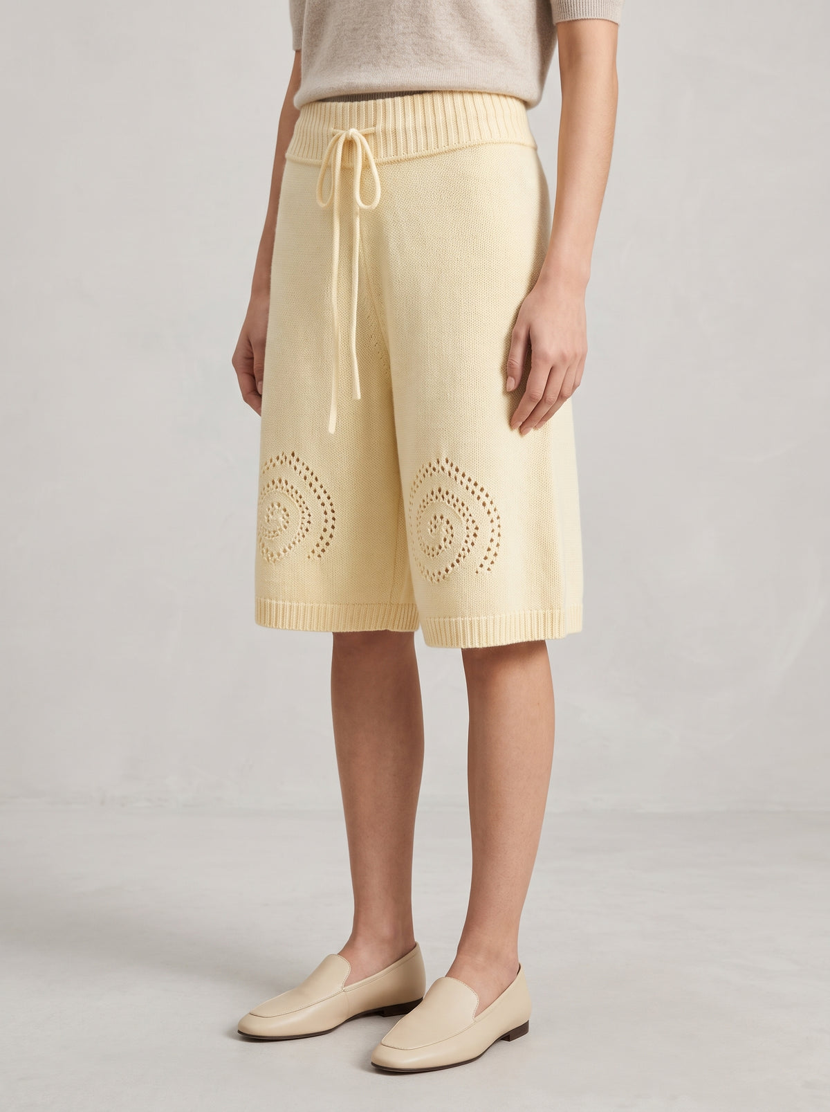Jupe-culotte Sabina en maille ajourée - Jaune