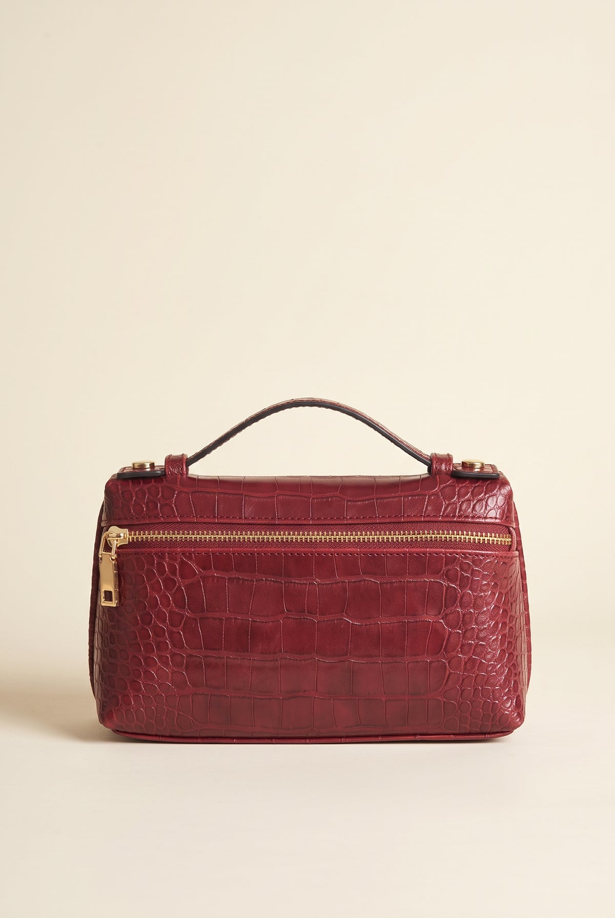 Minerva Croc-Embossed Clutch — Garnet