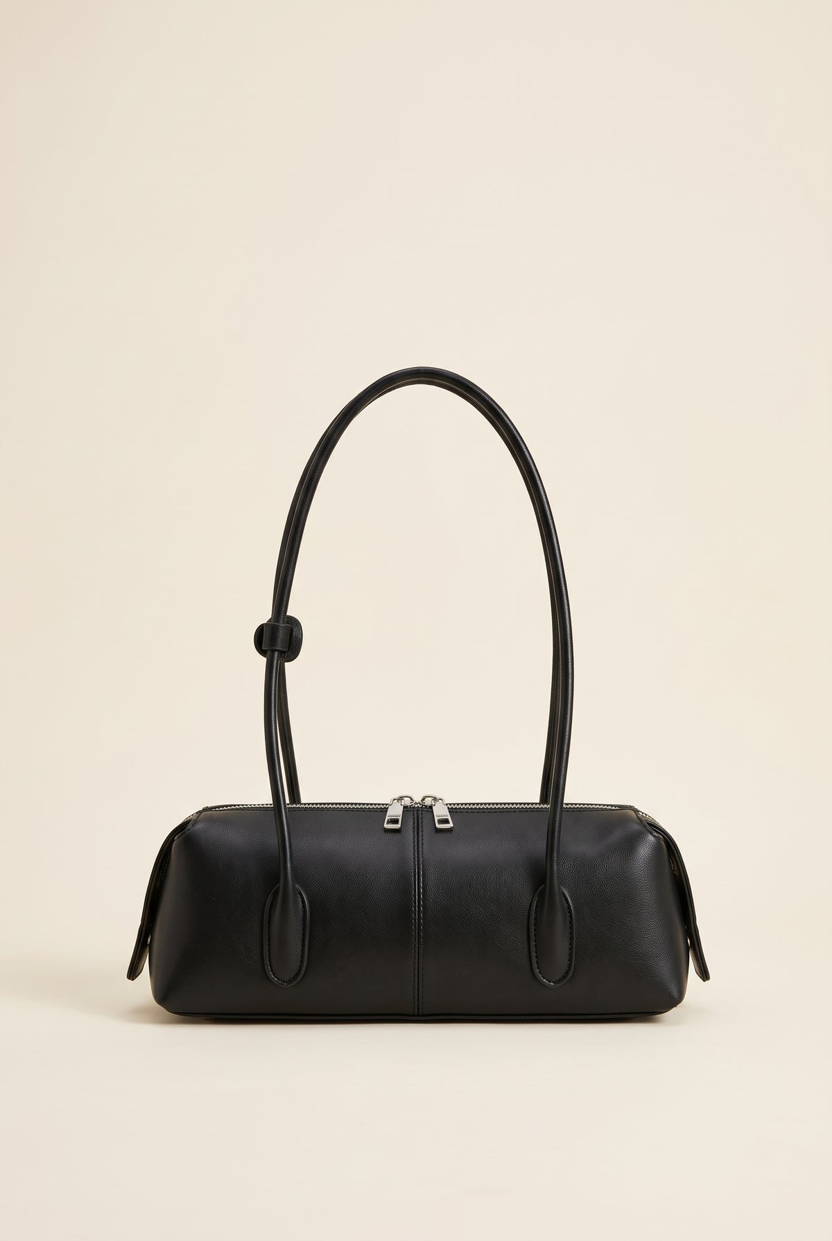 Beatrice Retro Faux Suede Shoulder Bag — Black