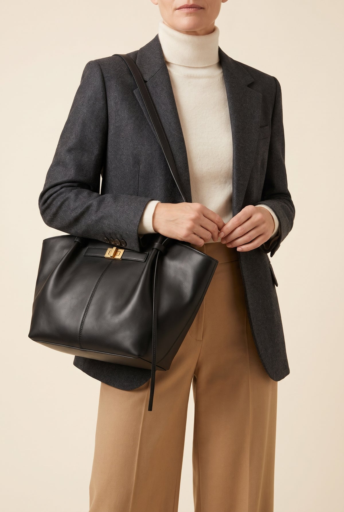 Gerda Large Leather Tote — On-Model View