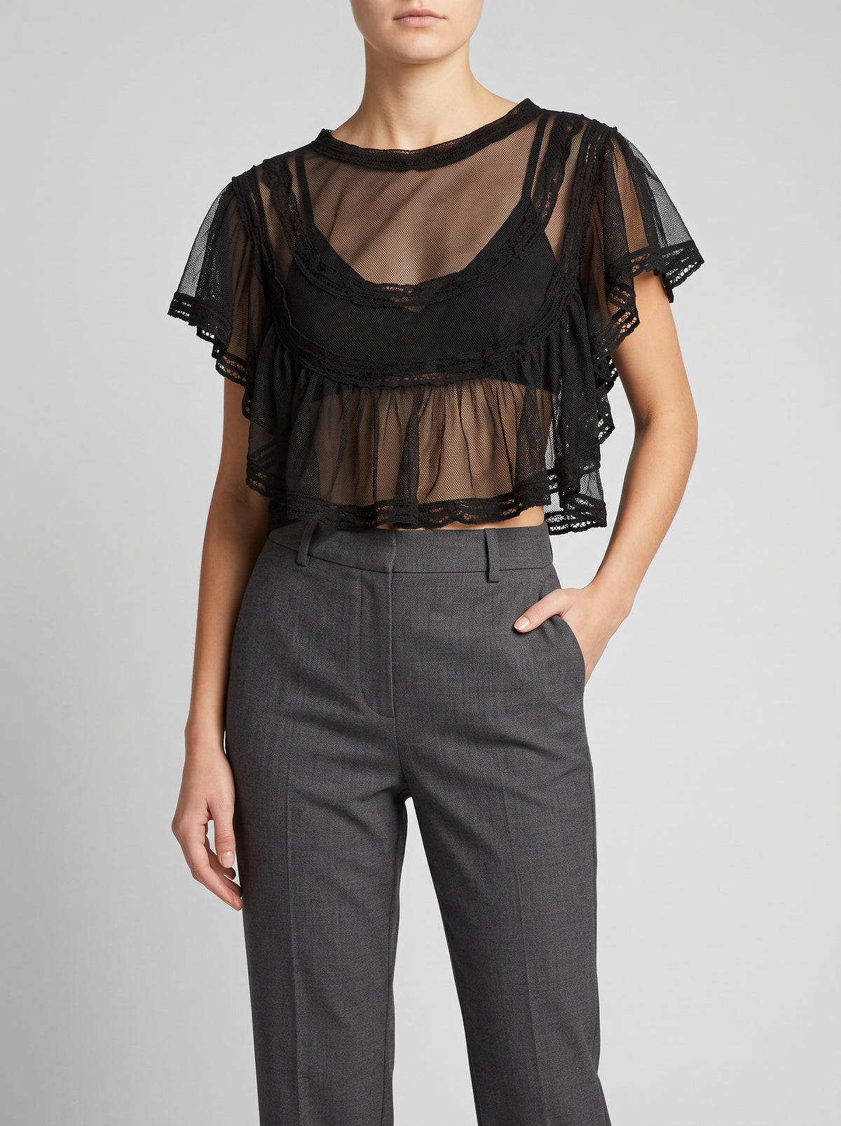 Genevra Sheer Chiffon Blouse — Black