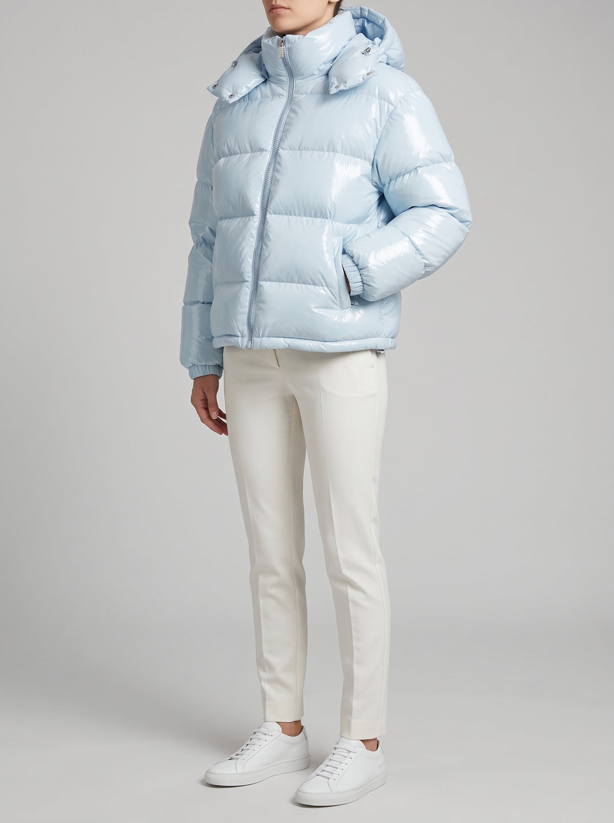 Nica Hooded Quilted Cotton Coat — Blue