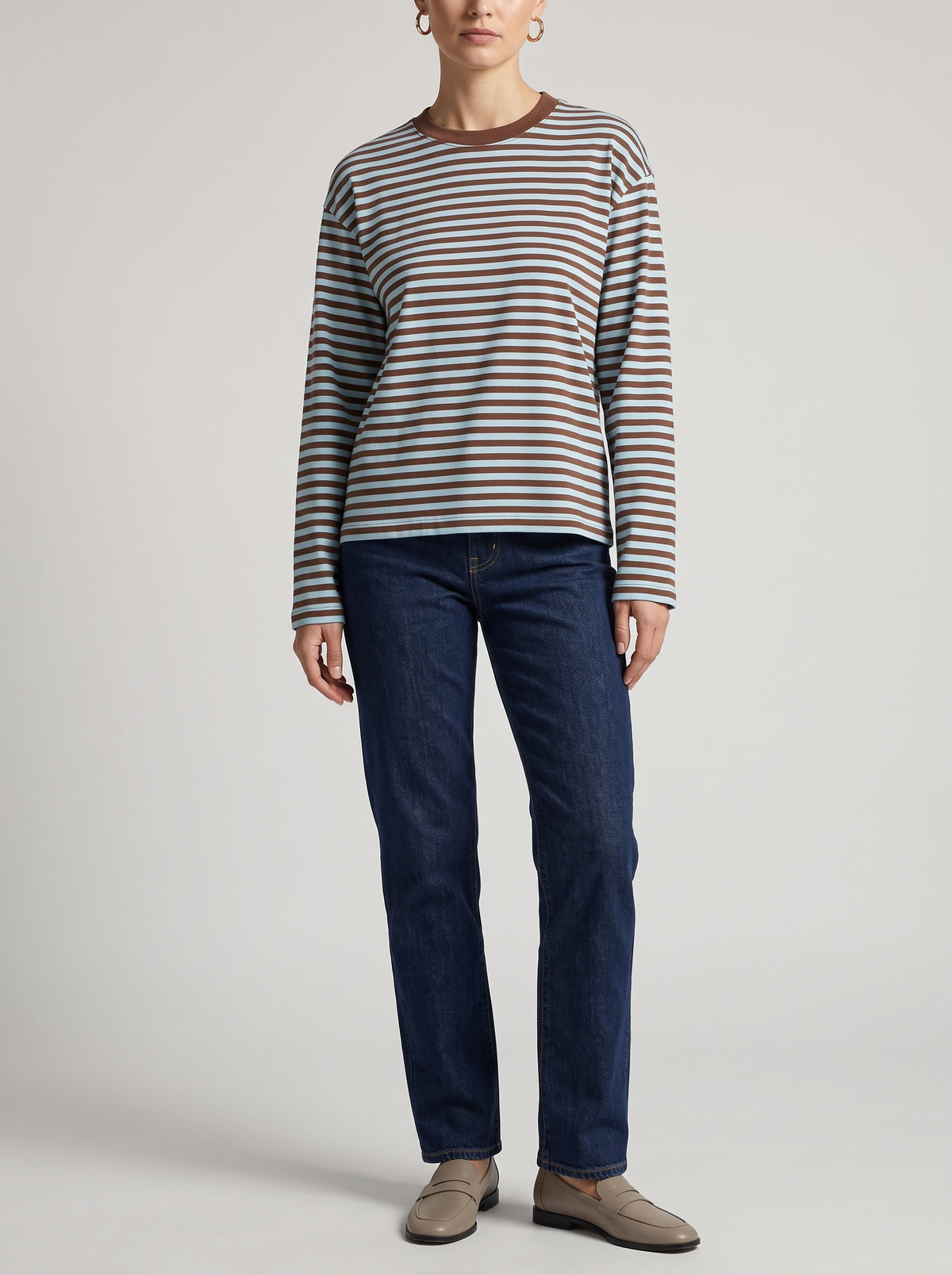 Vivien Oversized Striped Knitted Jumper - Turquoise