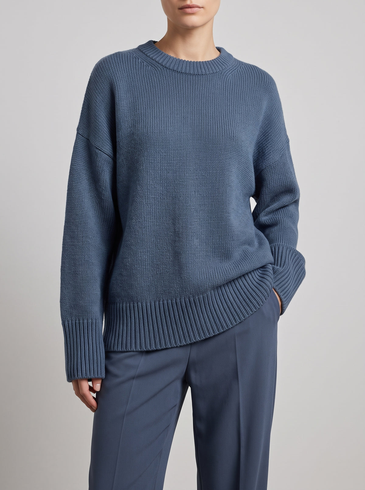 Georgette Ribbed Knit Jumper - Blue