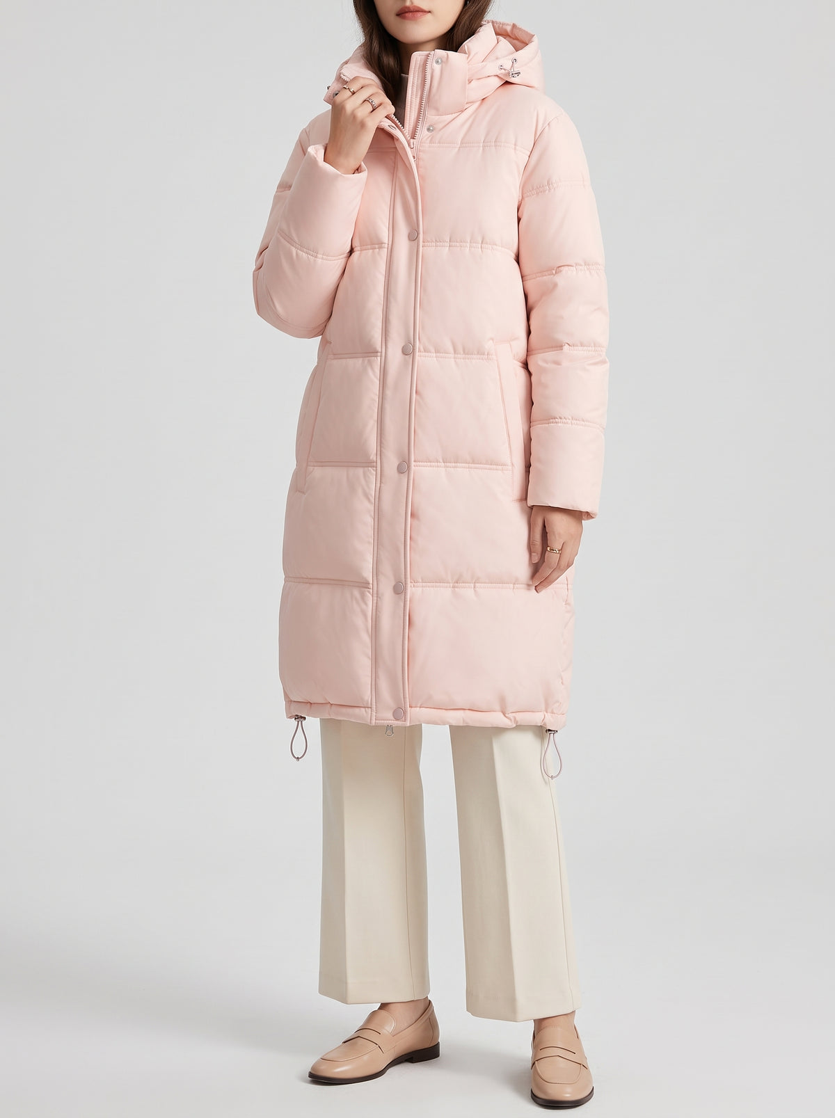 Parka Carlyn à capuche effet cuir - Rose