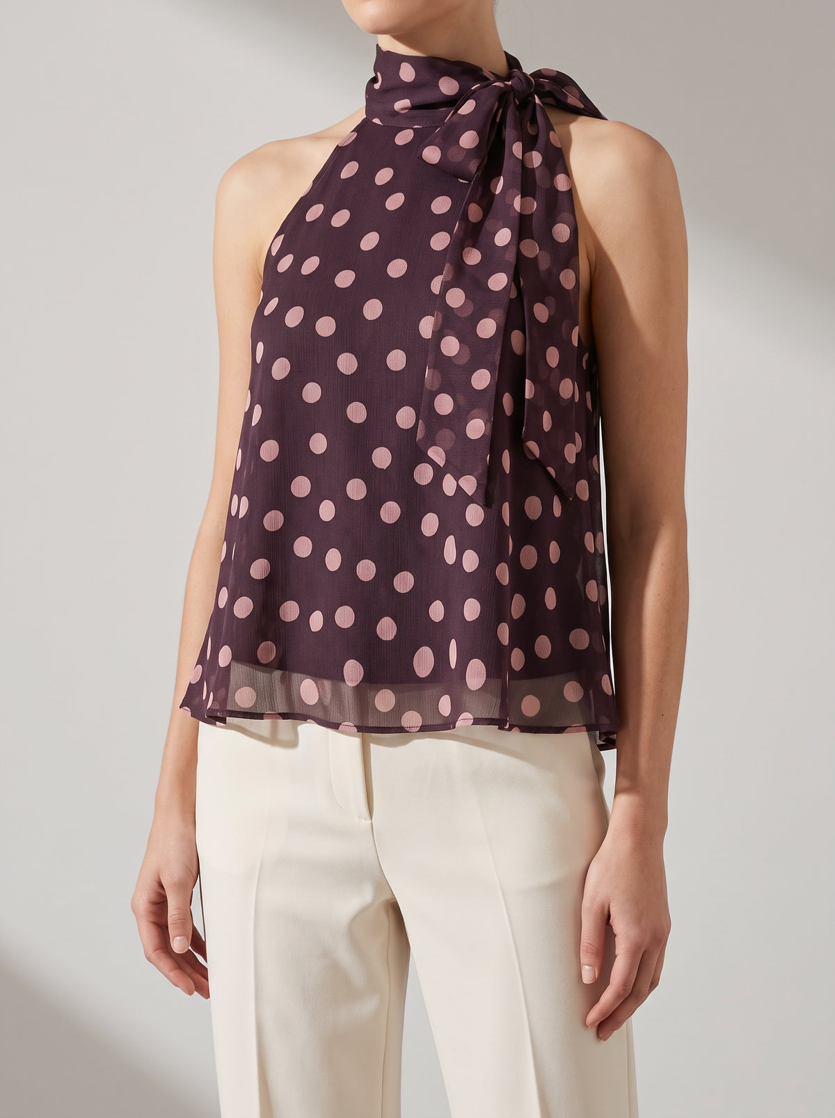 Noemi Back-Tie Halter Top — Polka Dot