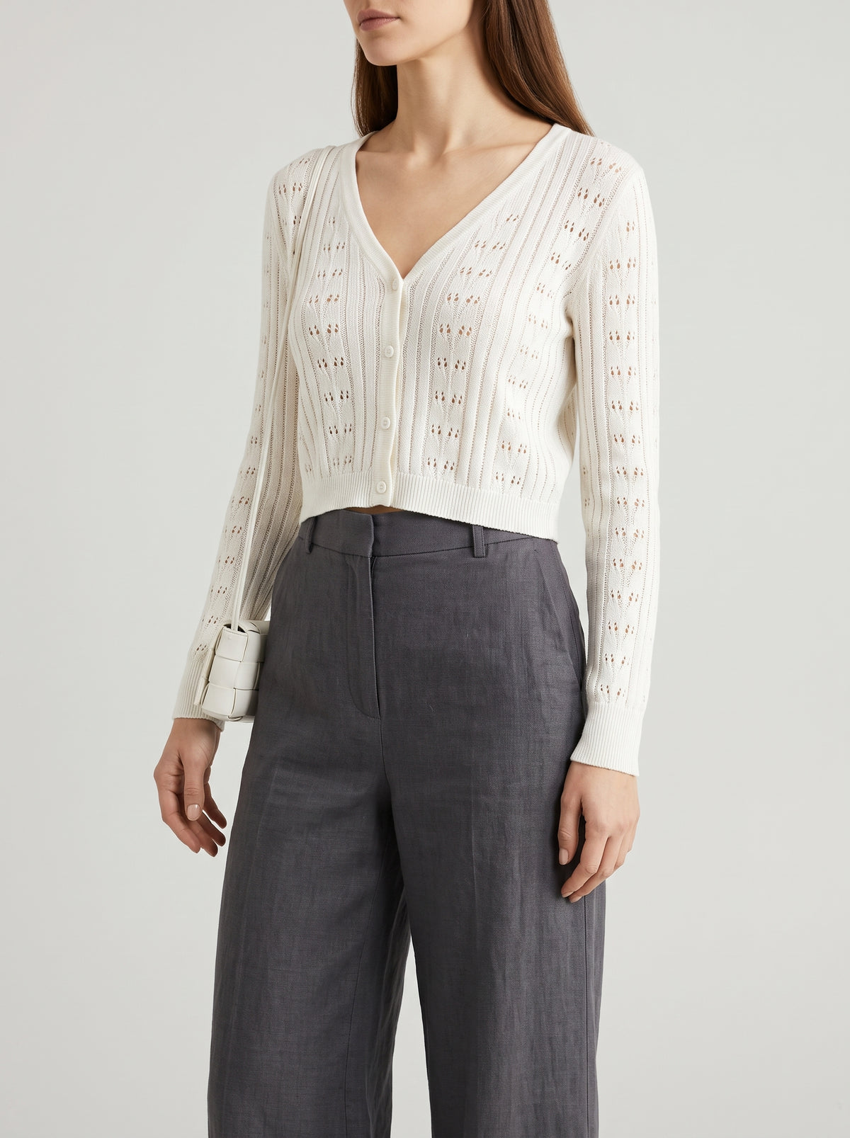 Kendall Openwork Crochet Cardigan — White