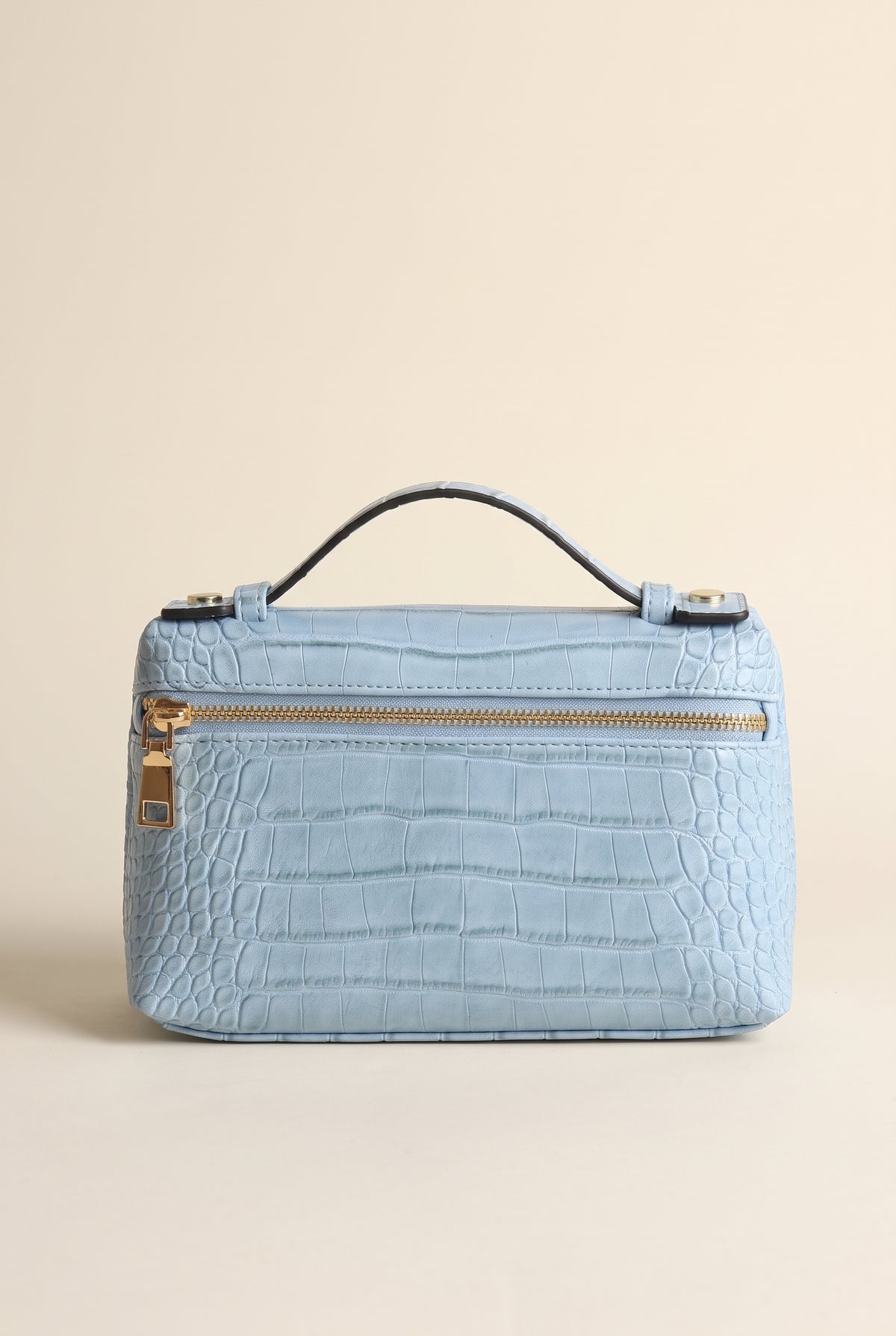 Minerva Croc-Embossed Clutch — Sky Blue