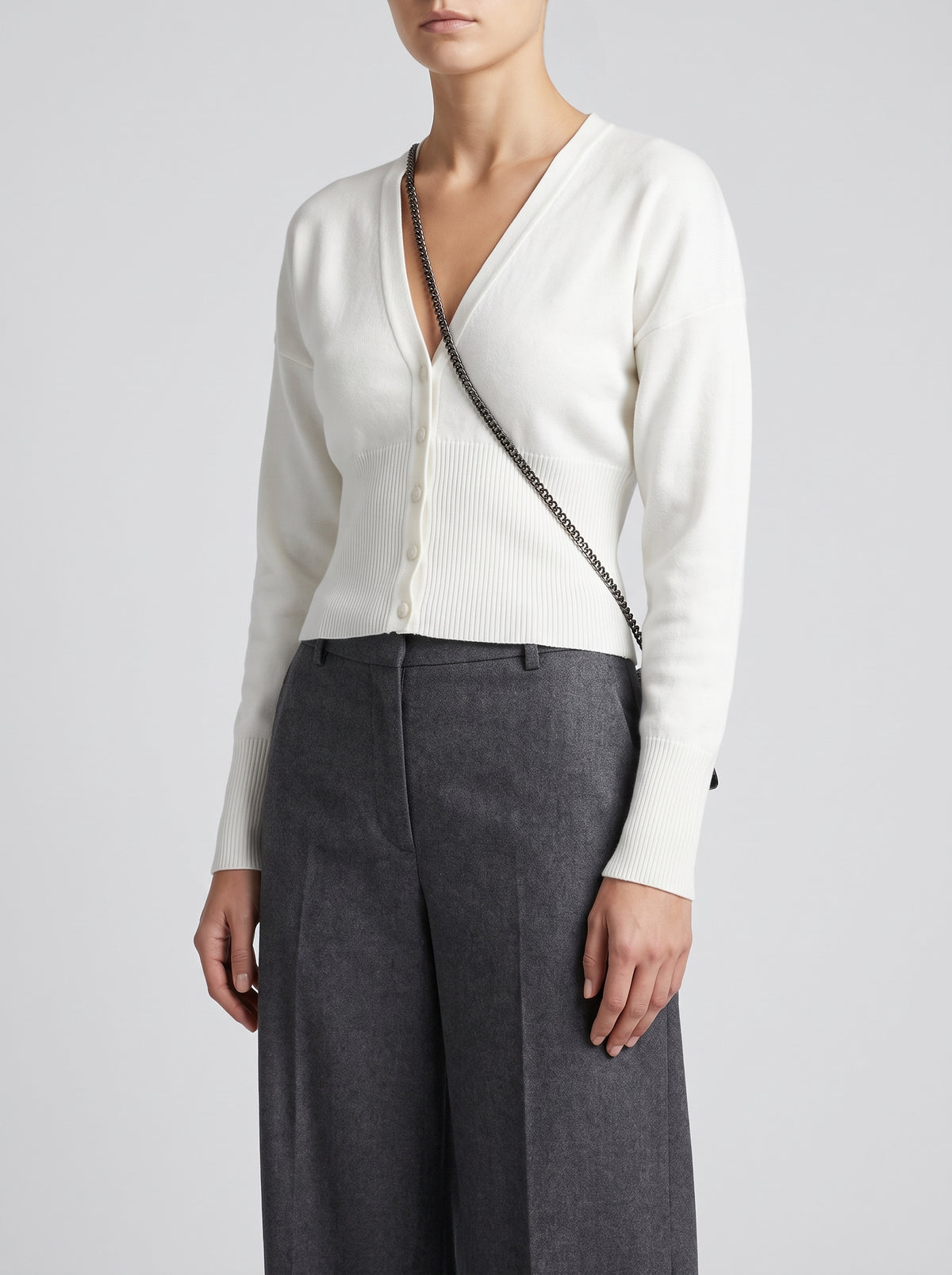 Olea Fitted Knitted Cardigan - White