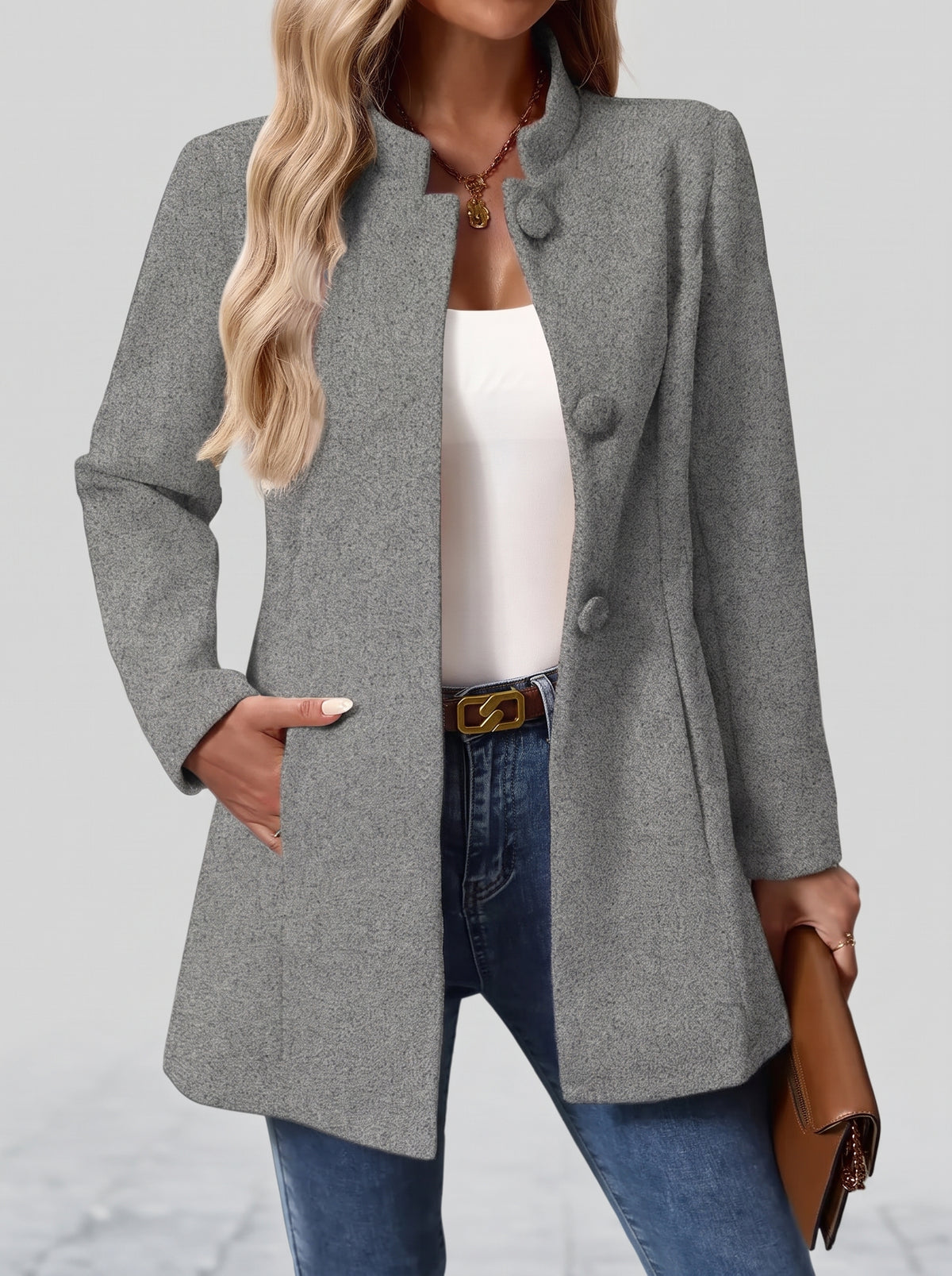Veste fluide Clémence aux lignes épurées - Gris