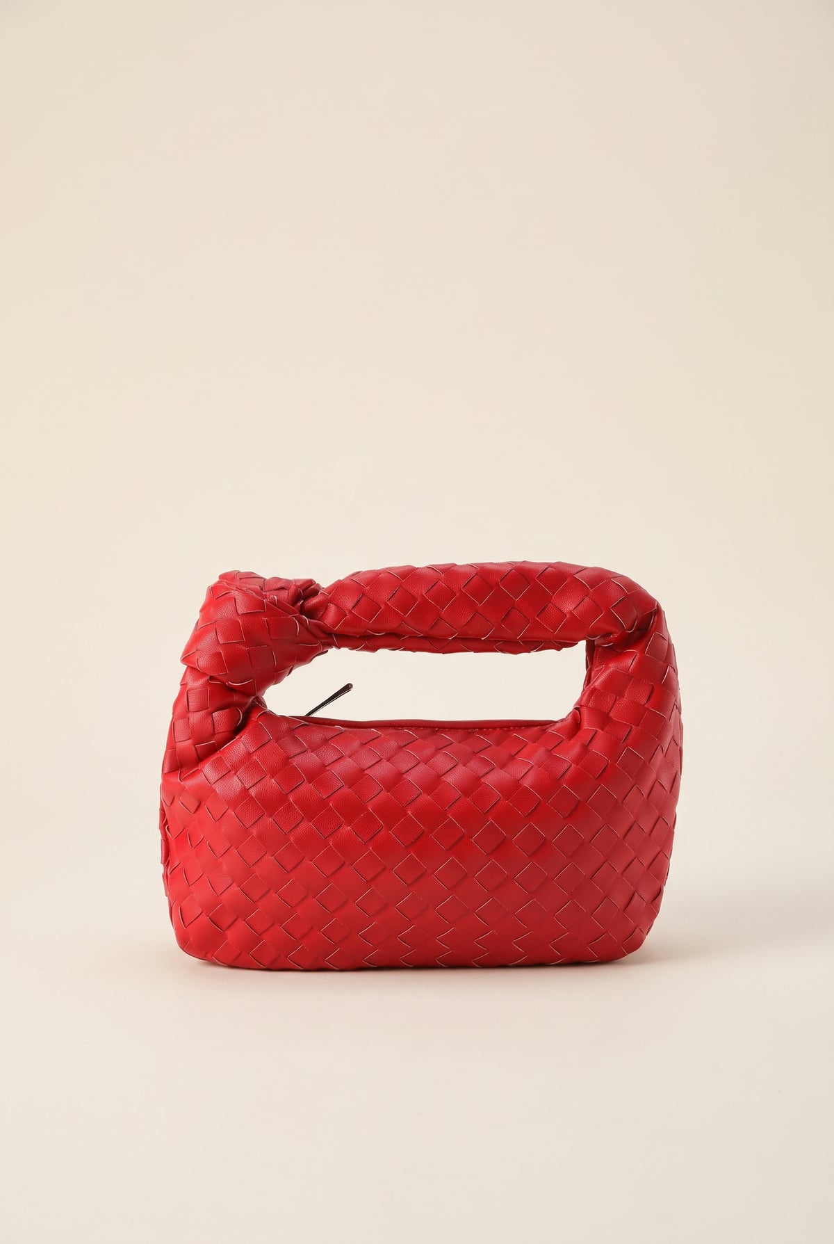 Mini sac tressé en effet cuir - Rouge