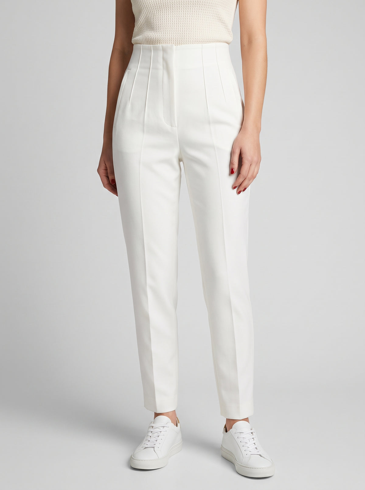 Pantalon cigarette Sofia taille haute - Blanc