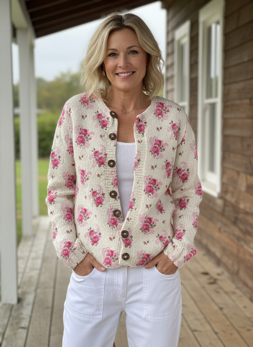 DIANE — Cardigan à Motif de Roses