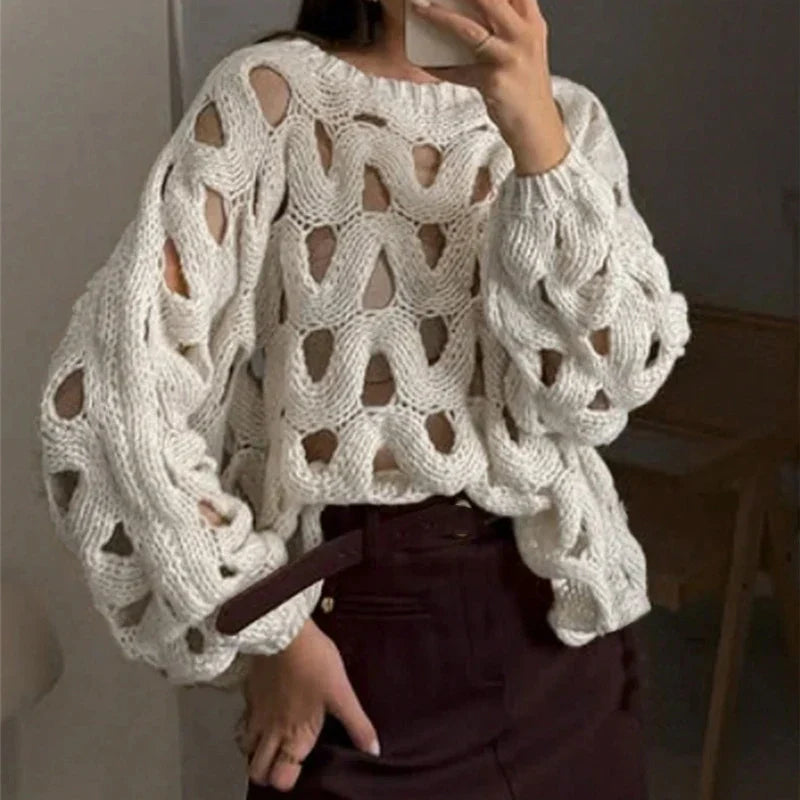 SOPHIE — Pull en Maille Ajourée