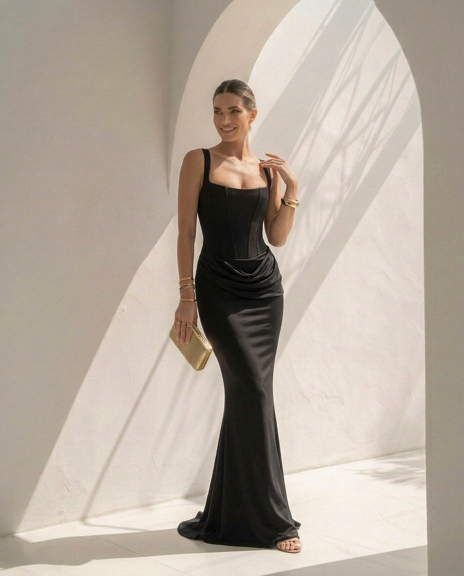 Selene · Robe longue satinée