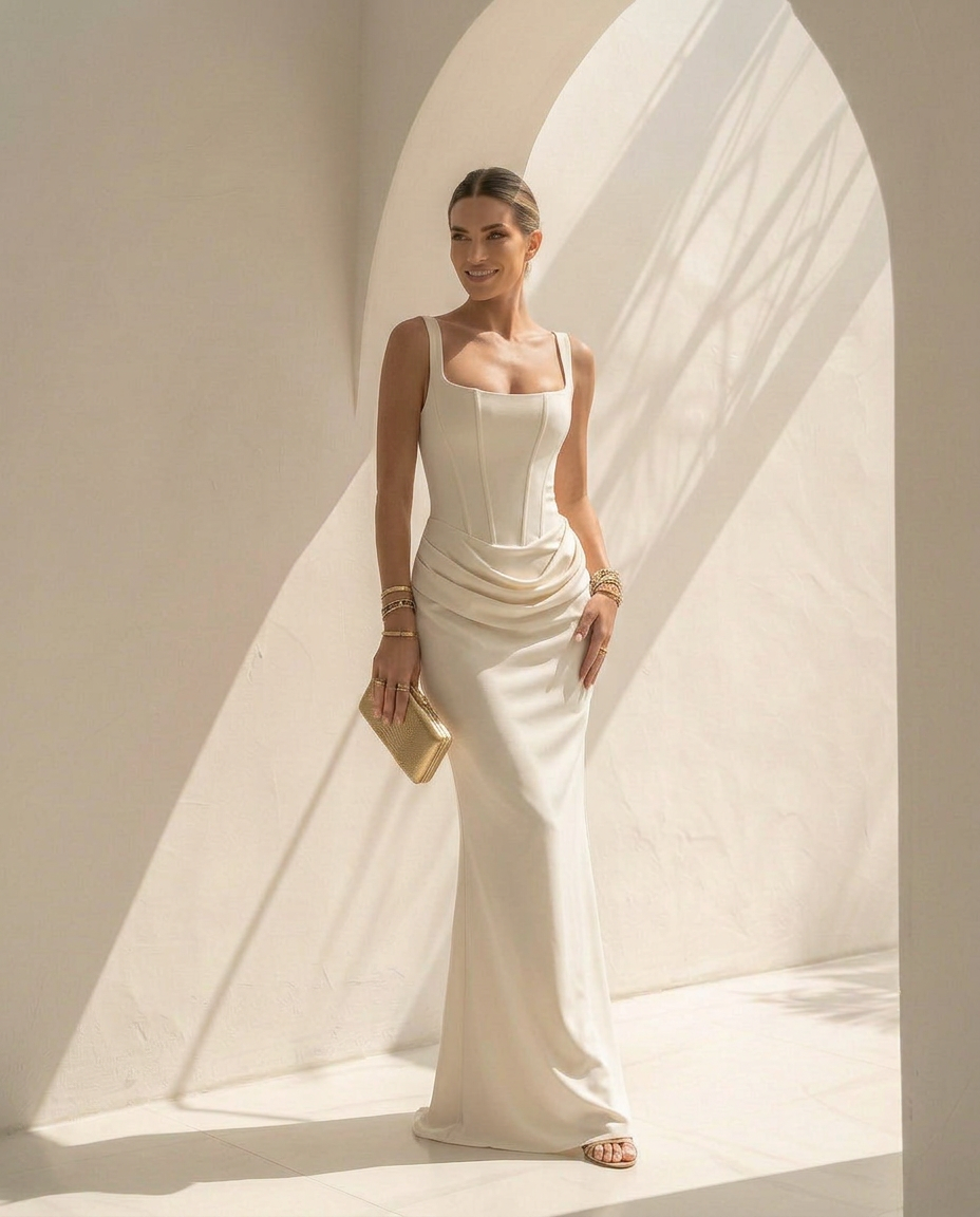 Selene · Robe longue satinée