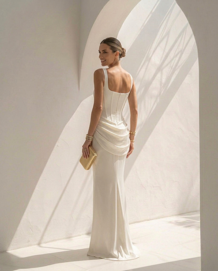 Selene · Robe longue satinée