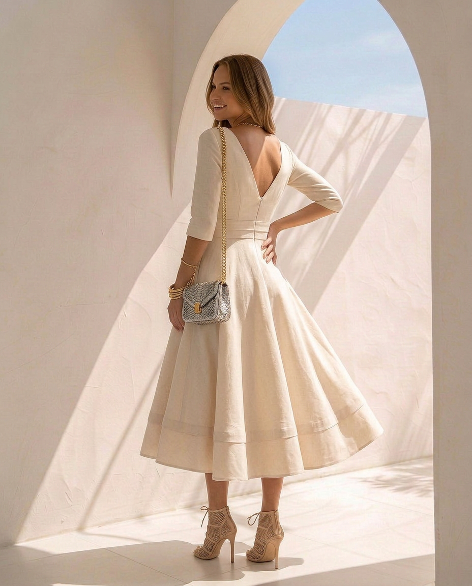 Céleste · Robe midi à silhouette fluide